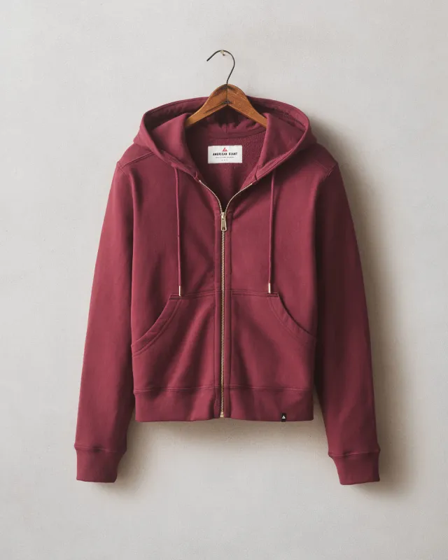 Women's Relaxed Classic Full Zip - Pomegranate made by American Giant