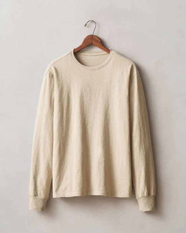Men's Premium Slub Crew Tee Long Sleeve - White Pepper made by American Giant