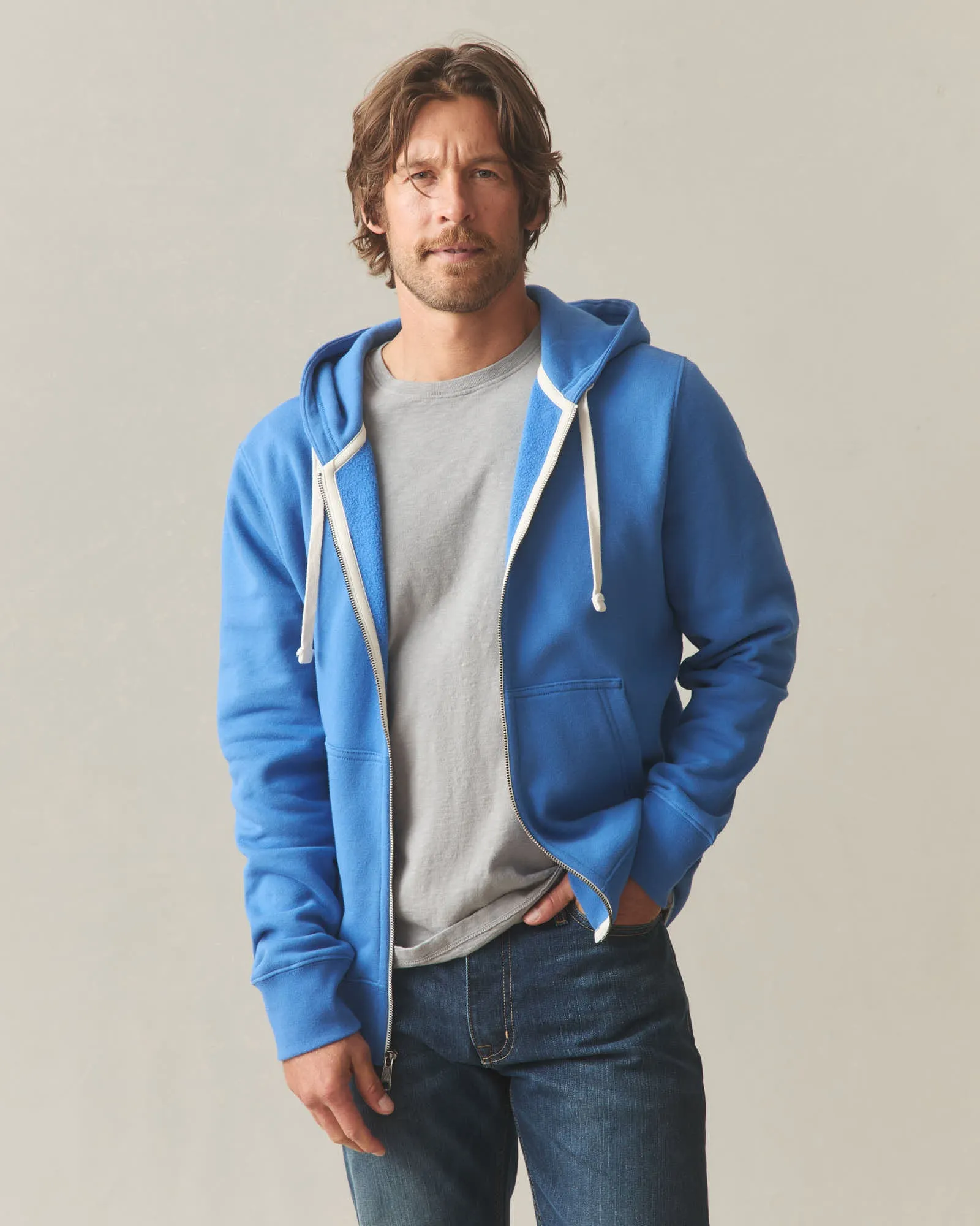 Men's Midweight Full Zip - Bright Cobalt sold by American Giant product image thumbnail 2
