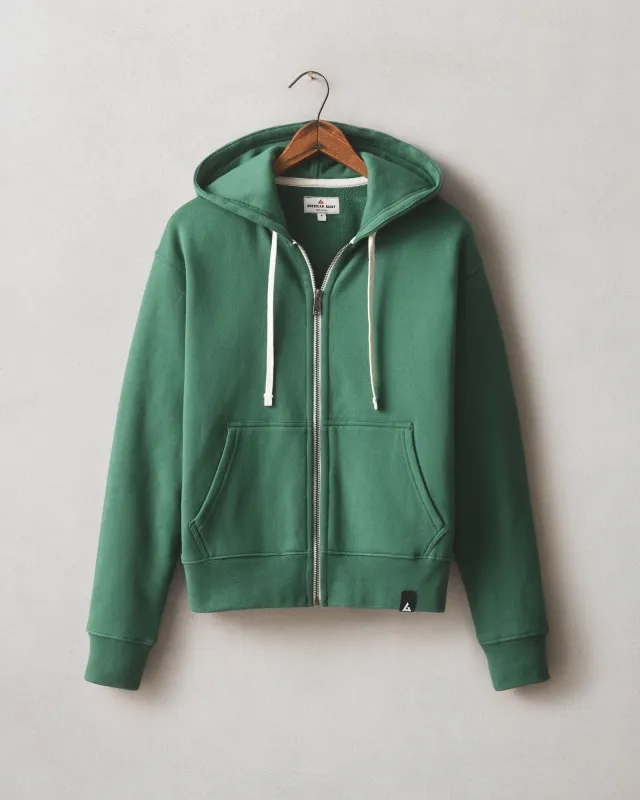 Women's Midweight Full Zip - Hunter Green sold by American Giant