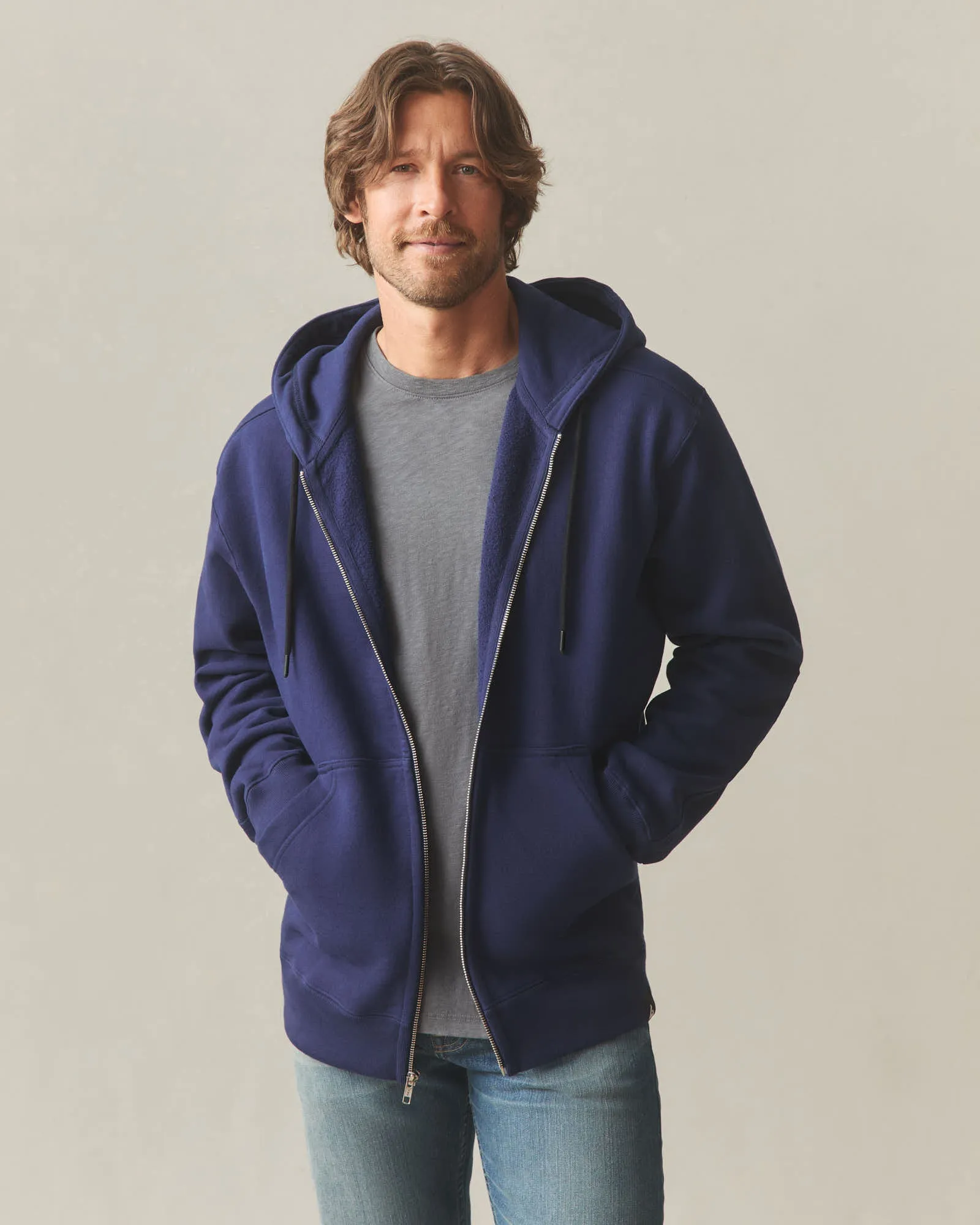 Men's Relaxed Classic Full Zip - Blueprint sold by American Giant