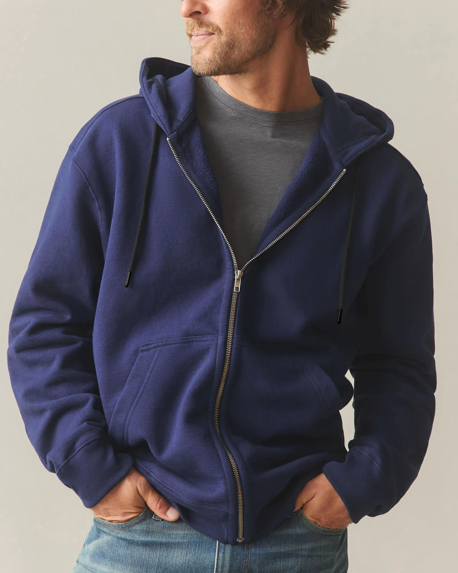 Men's Relaxed Classic Full Zip - Blueprint sold by American Giant product image thumbnail 2