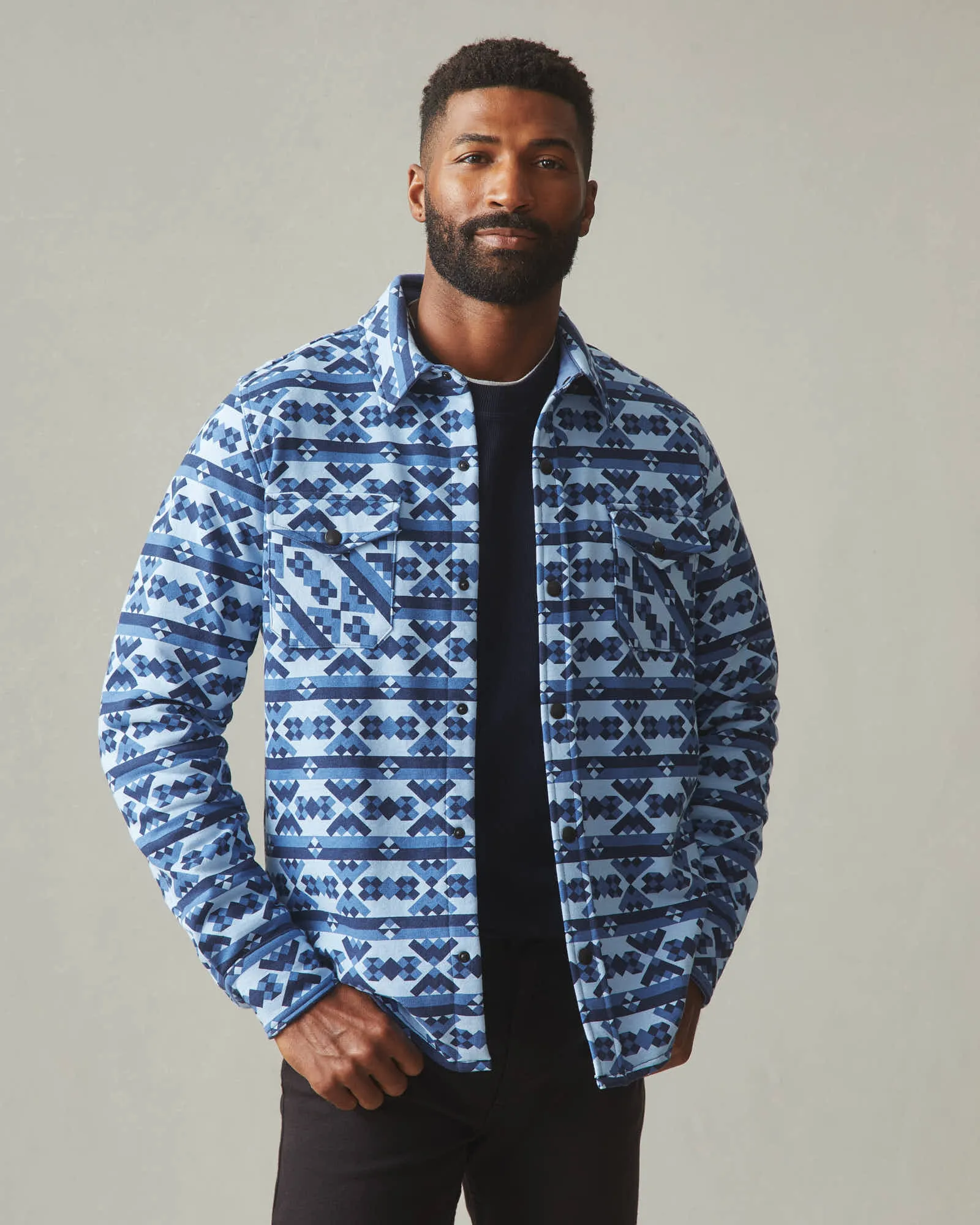 Unisex Redwood Fleece Overshirt - Geo Print sold by American Giant product image thumbnail 2