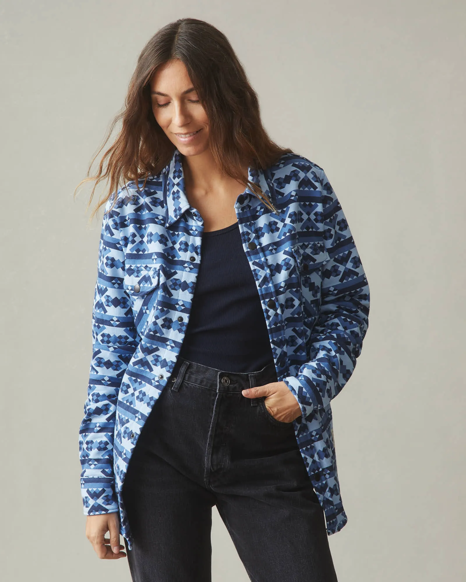 Unisex Redwood Fleece Overshirt - Geo Print sold by American Giant product image thumbnail 3