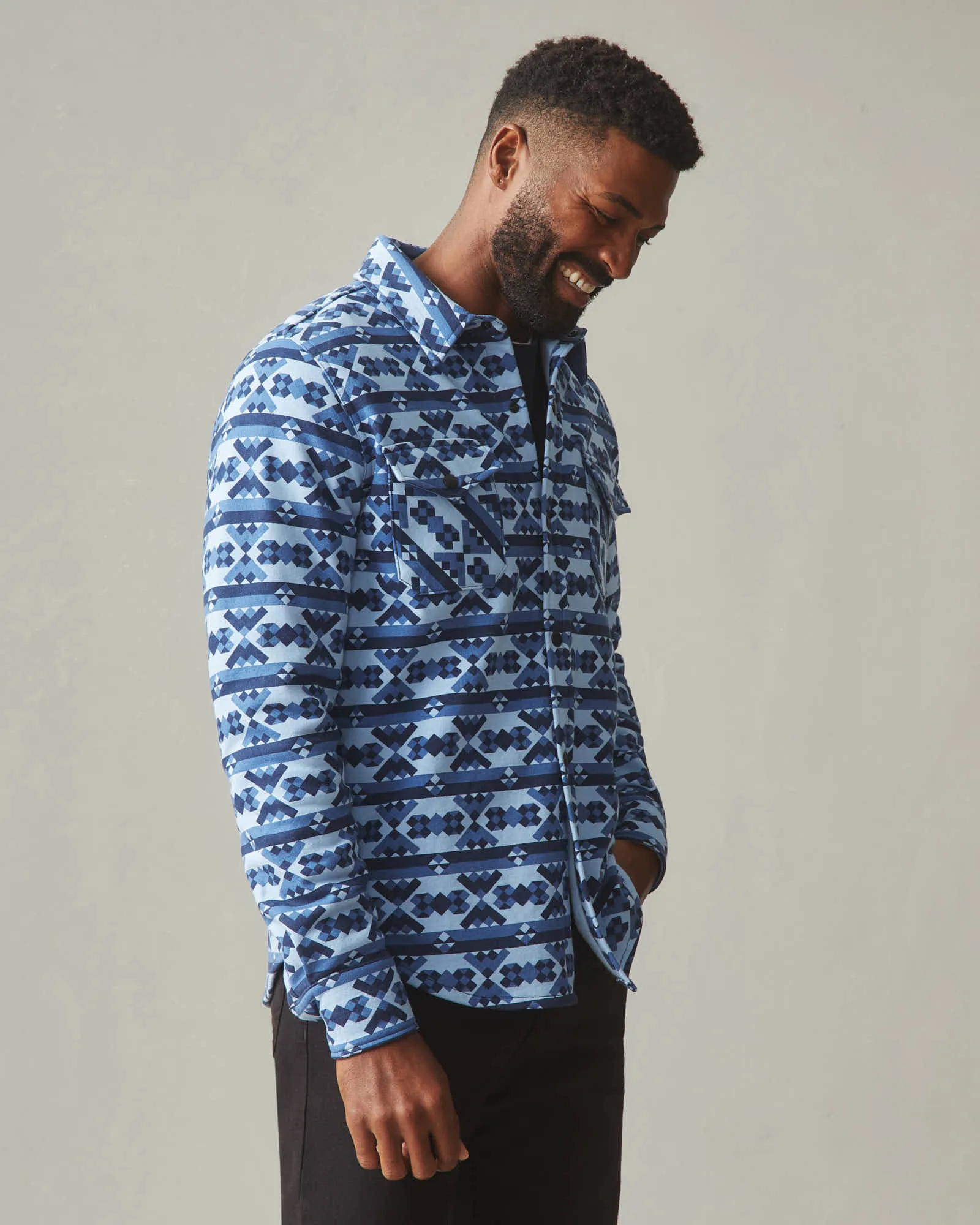 Unisex Redwood Fleece Overshirt - Geo Print sold by American Giant product image thumbnail 5