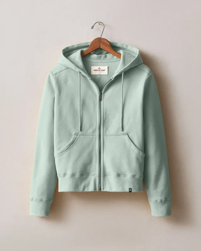 Women's Relaxed Classic Full Zip 2.0 - Green Milieu sold by American Giant