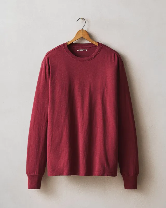 Men's Premium Slub Crew Tee Long Sleeve - Syrah made by American Giant