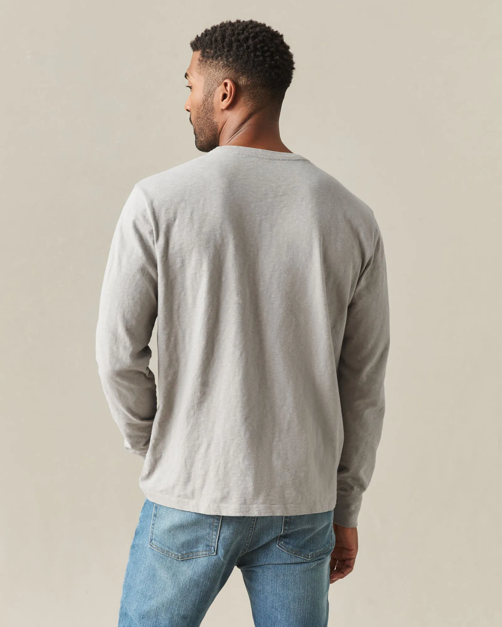 Men's Premium Slub Crew Tee Long Sleeve - Morning Dove sold by American Giant product image thumbnail 3