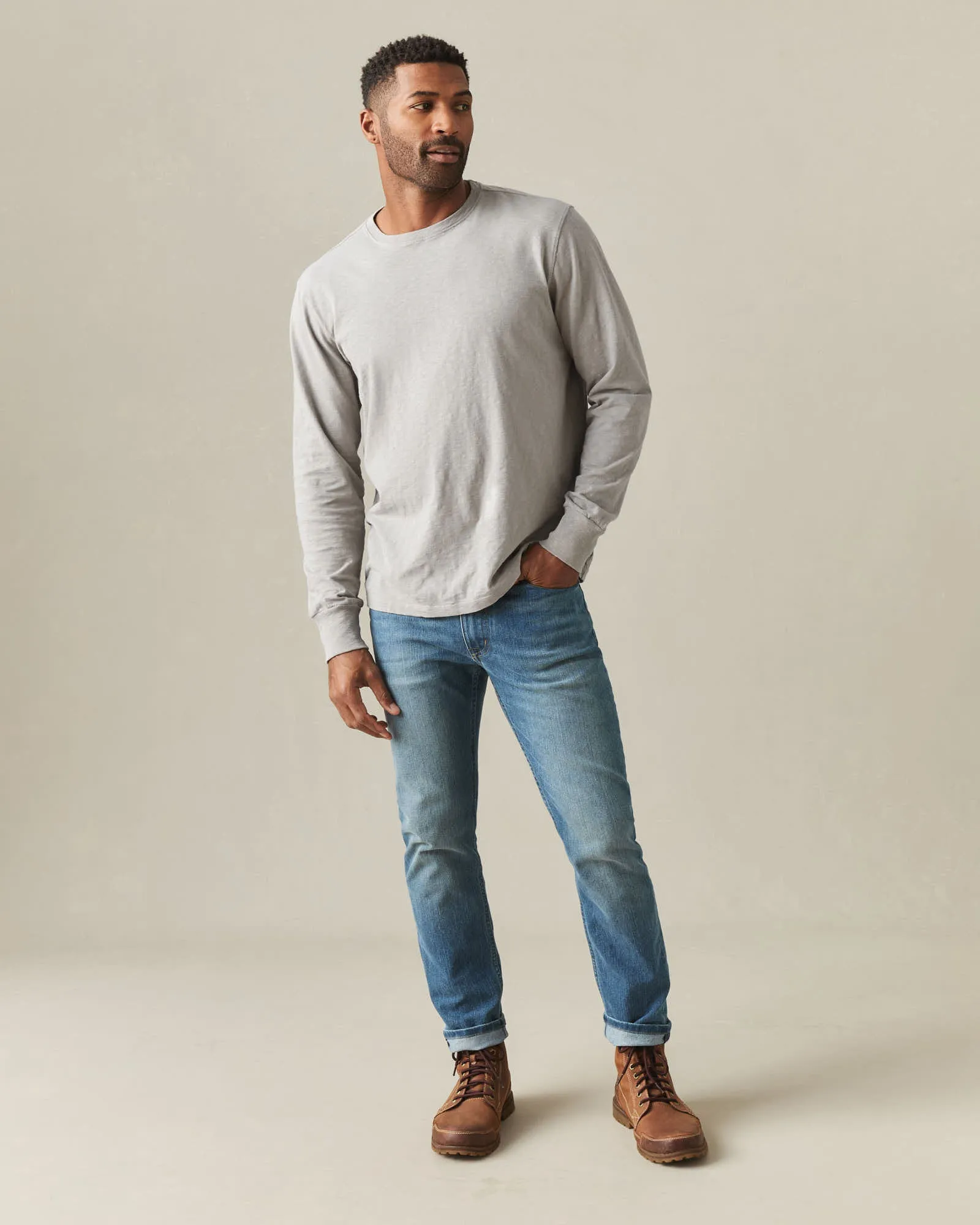Men's Premium Slub Crew Tee Long Sleeve - Morning Dove sold by American Giant product image thumbnail 5