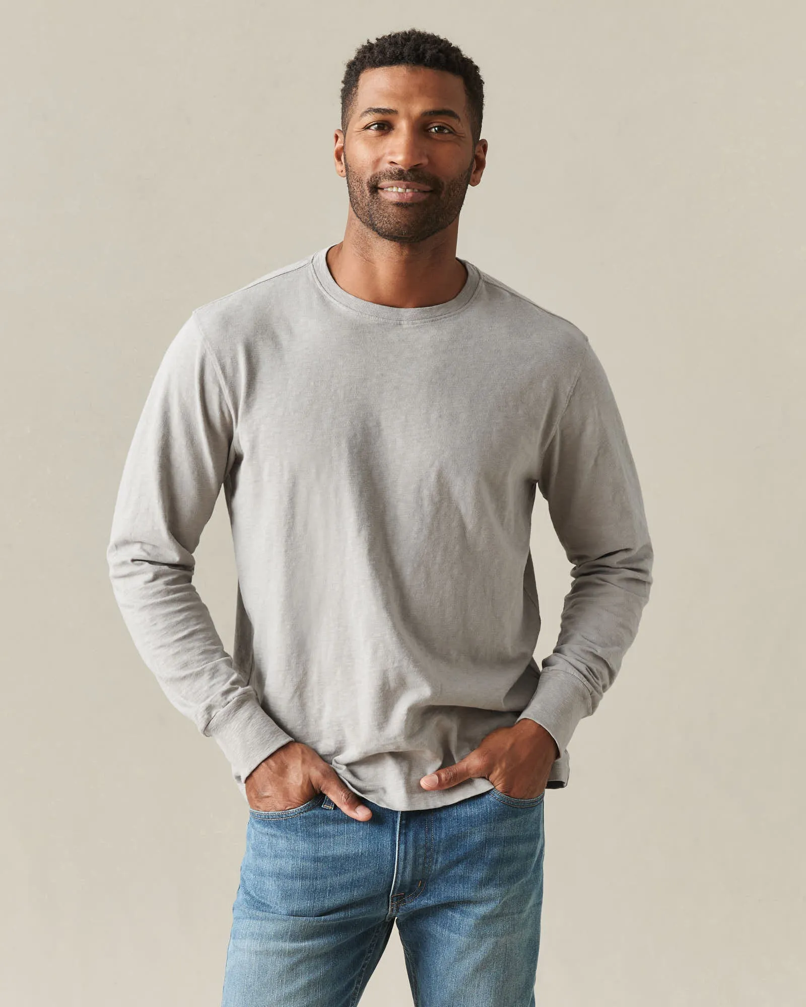 Men's Premium Slub Crew Tee Long Sleeve - Morning Dove sold by American Giant product image thumbnail 2