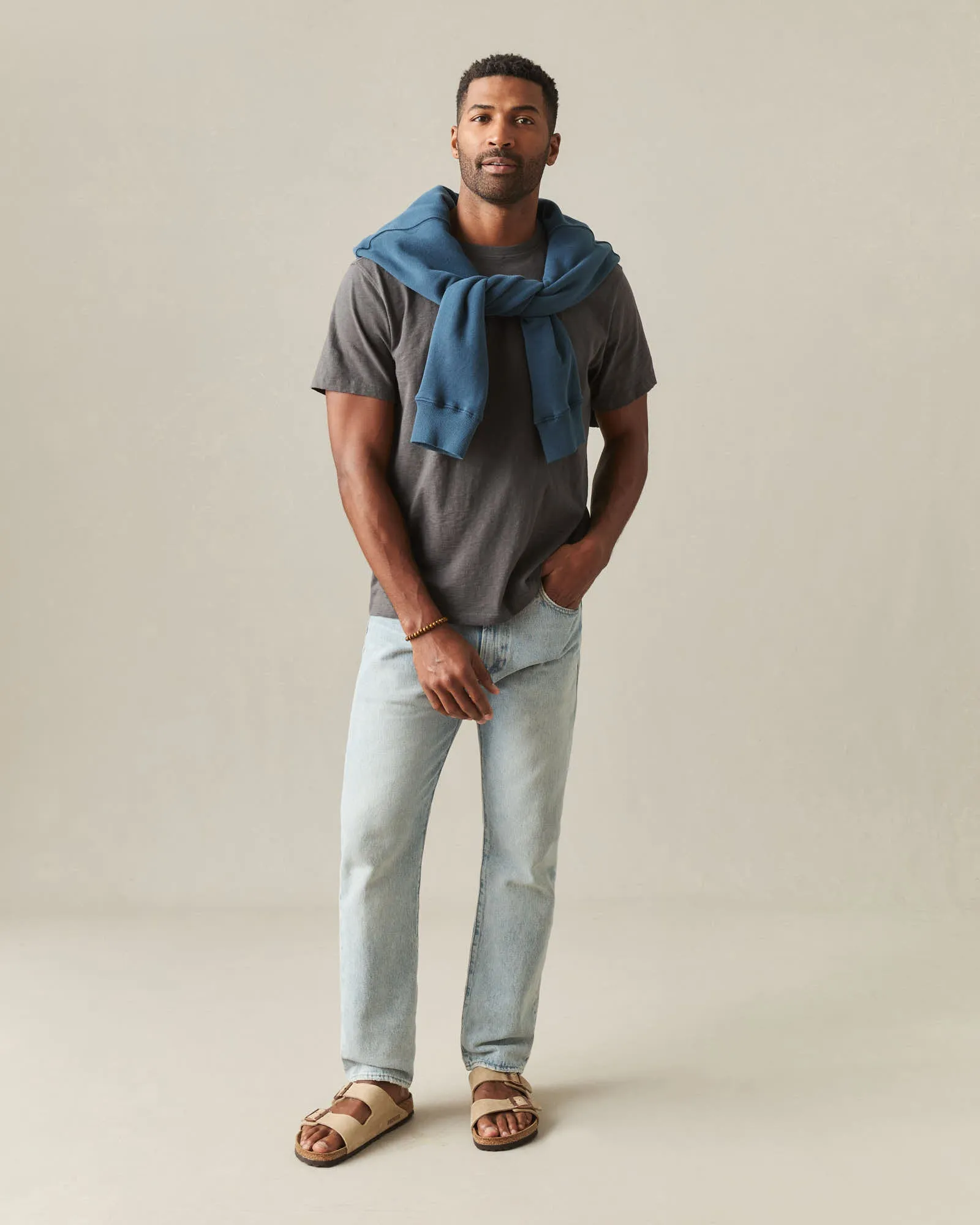 Men's Premium Slub Crew Tee - Grey Pinstripe sold by American Giant product image thumbnail 5