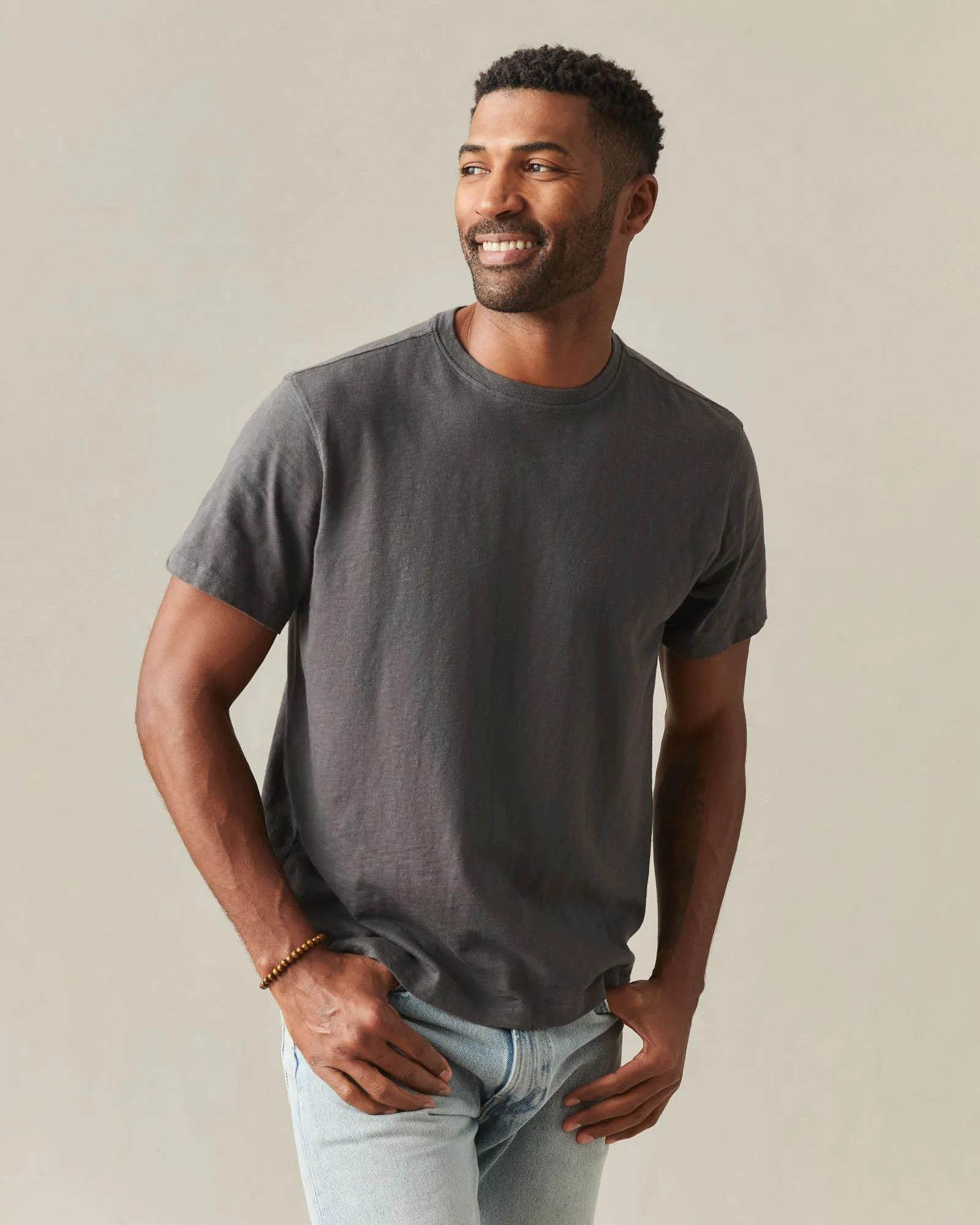 Men's Premium Slub Crew Tee - Grey Pinstripe sold by American Giant product image thumbnail 2