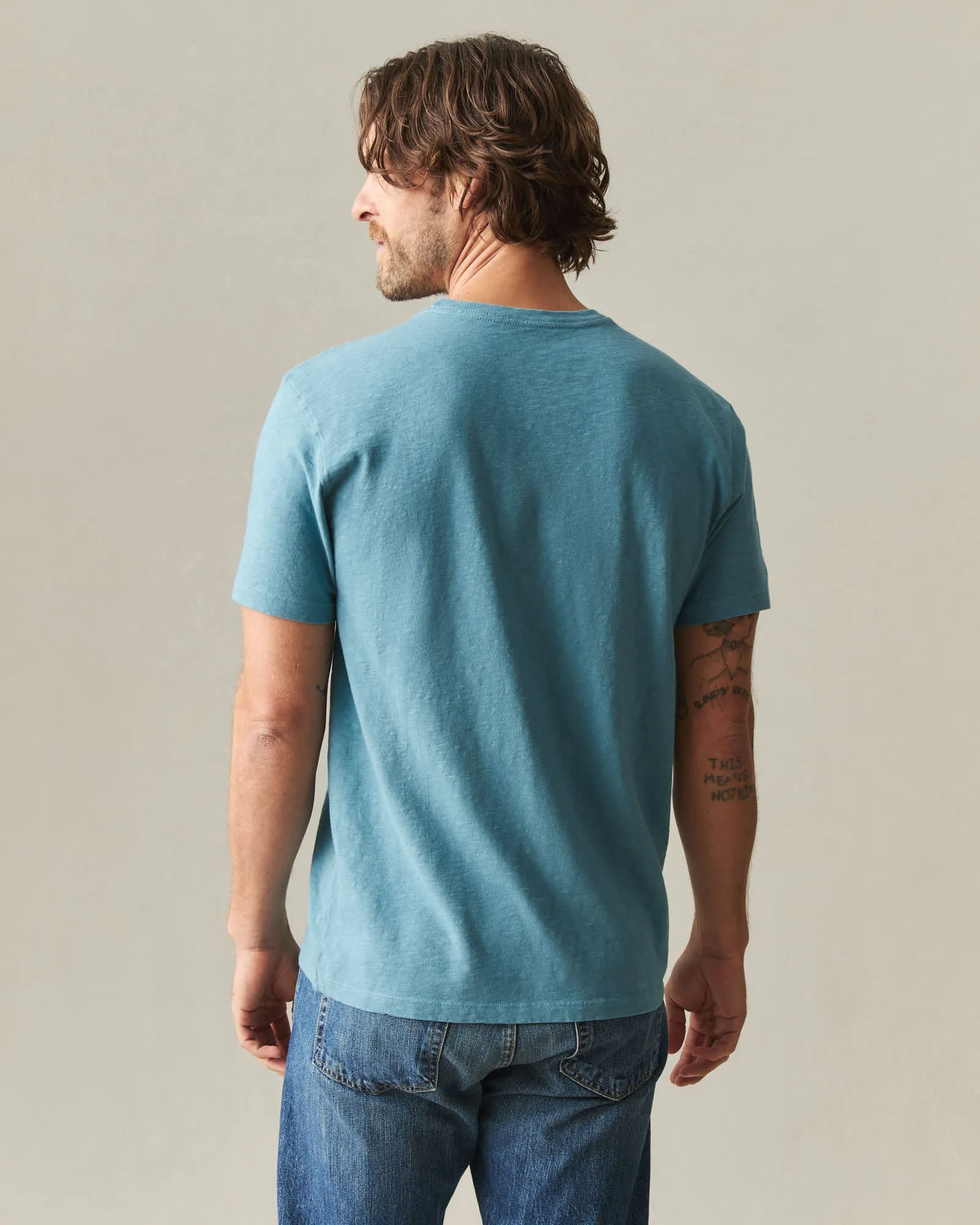 Men's Premium Slub Crew Tee - Adriatic Blue sold by American Giant product image thumbnail 3