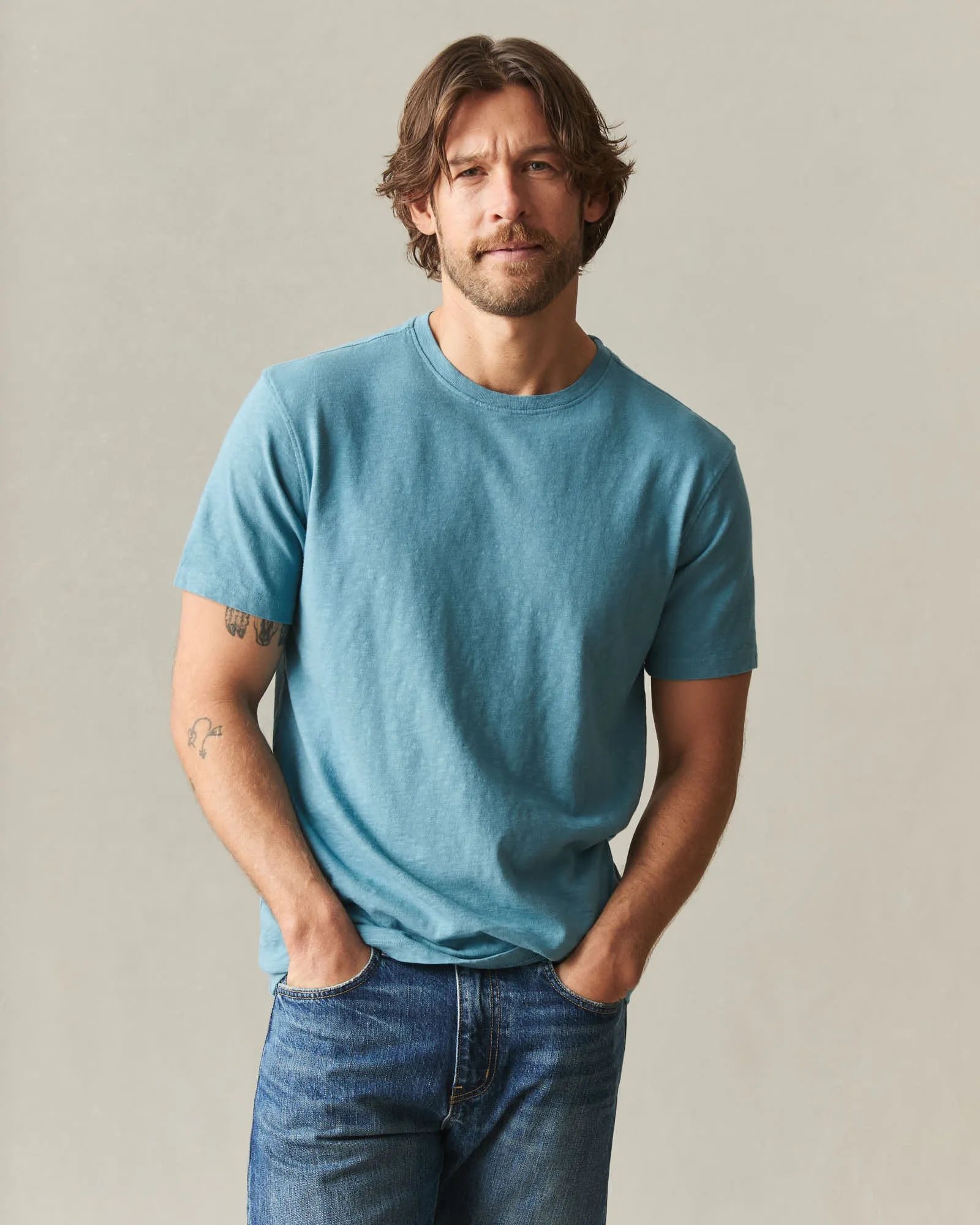 Men's Premium Slub Crew Tee - Adriatic Blue sold by American Giant product image thumbnail 2