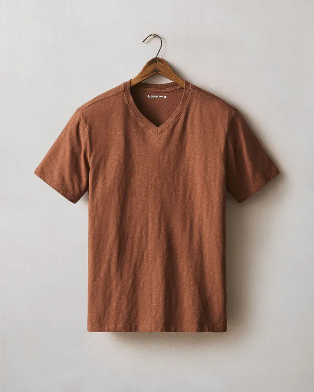 Men's Premium Slub V-Neck Tee - Cambridge Brown sold by American Giant