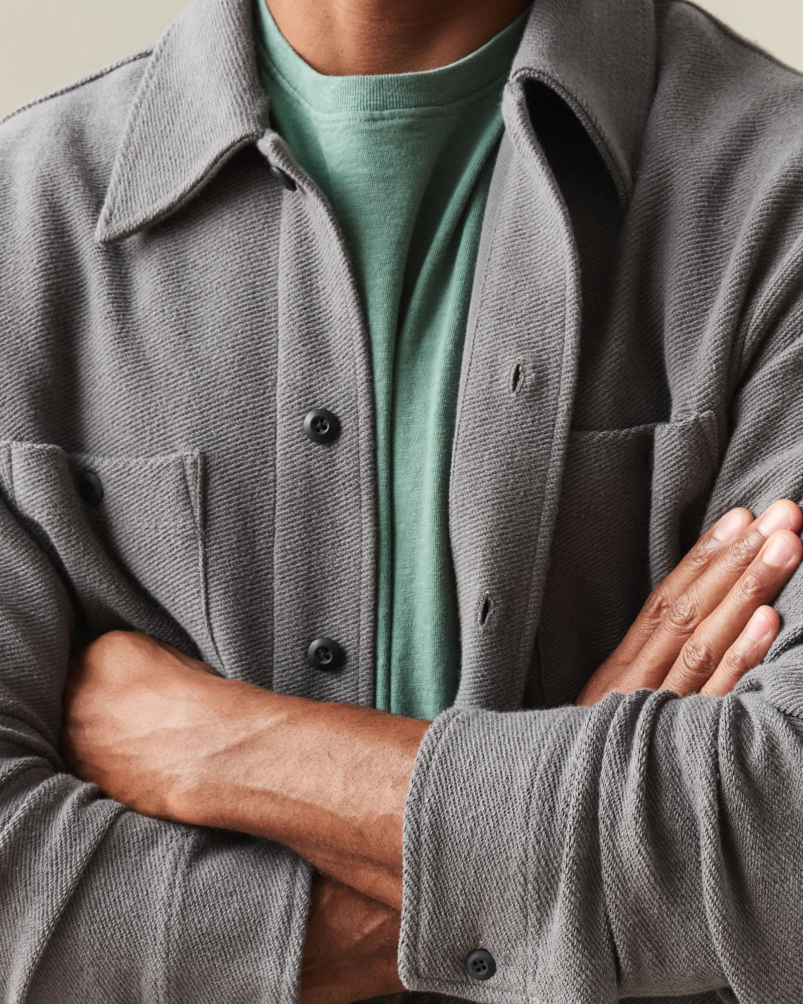 Men's French Terry Twill Shacket - Thunderstorm sold by American Giant product image thumbnail 5