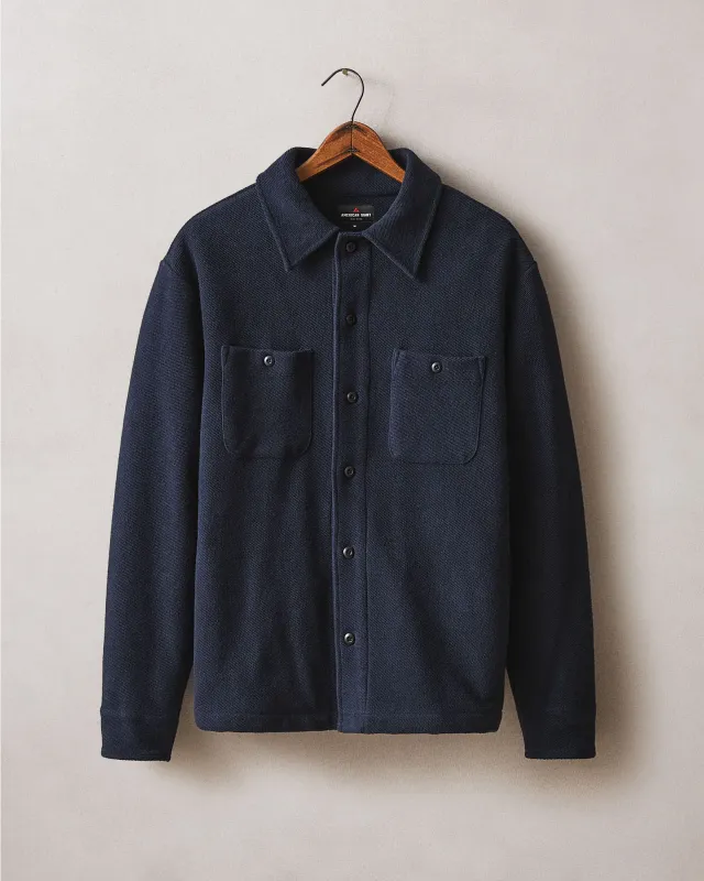 Men's French Terry Twill Shacket - Dress Navy sold by American Giant