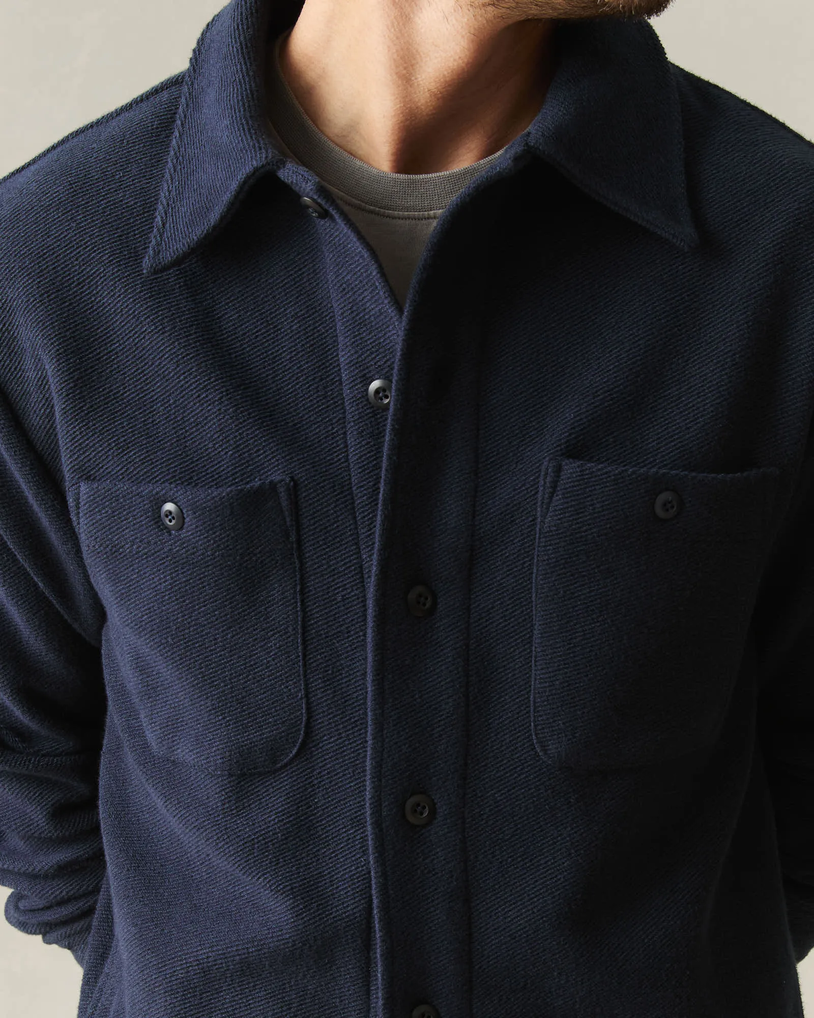 Men's French Terry Twill Shacket - Dress Navy sold by American Giant product image thumbnail 5
