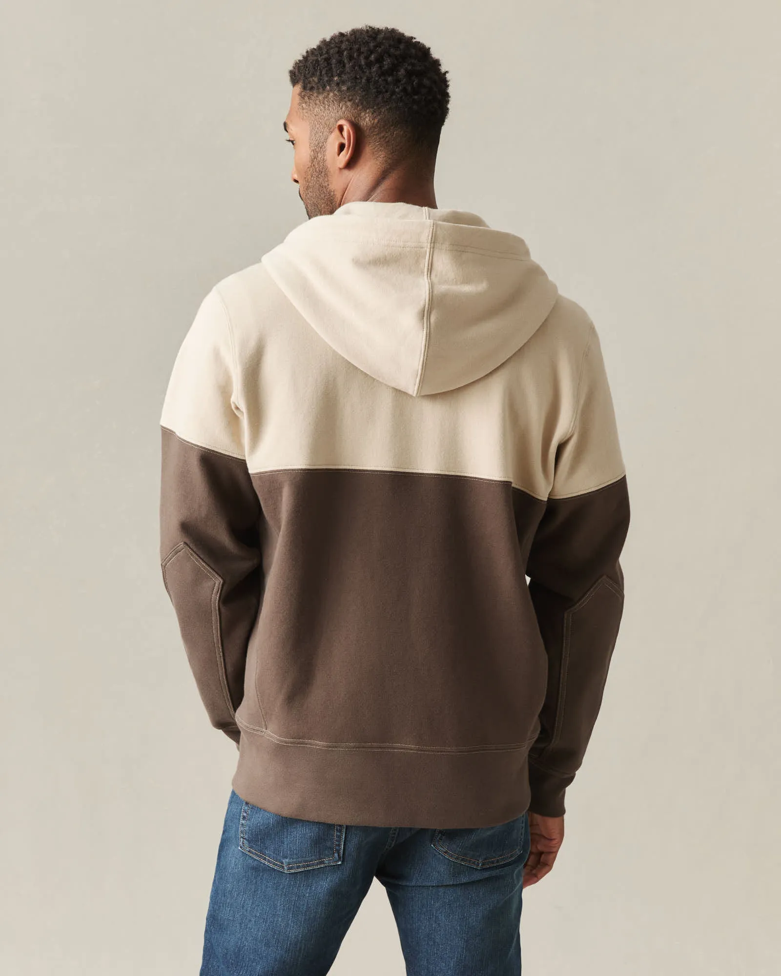 Men's Classic Full Zip Split Seam Vault - White Pepper Turkish Coffee sold by American Giant product image thumbnail 3
