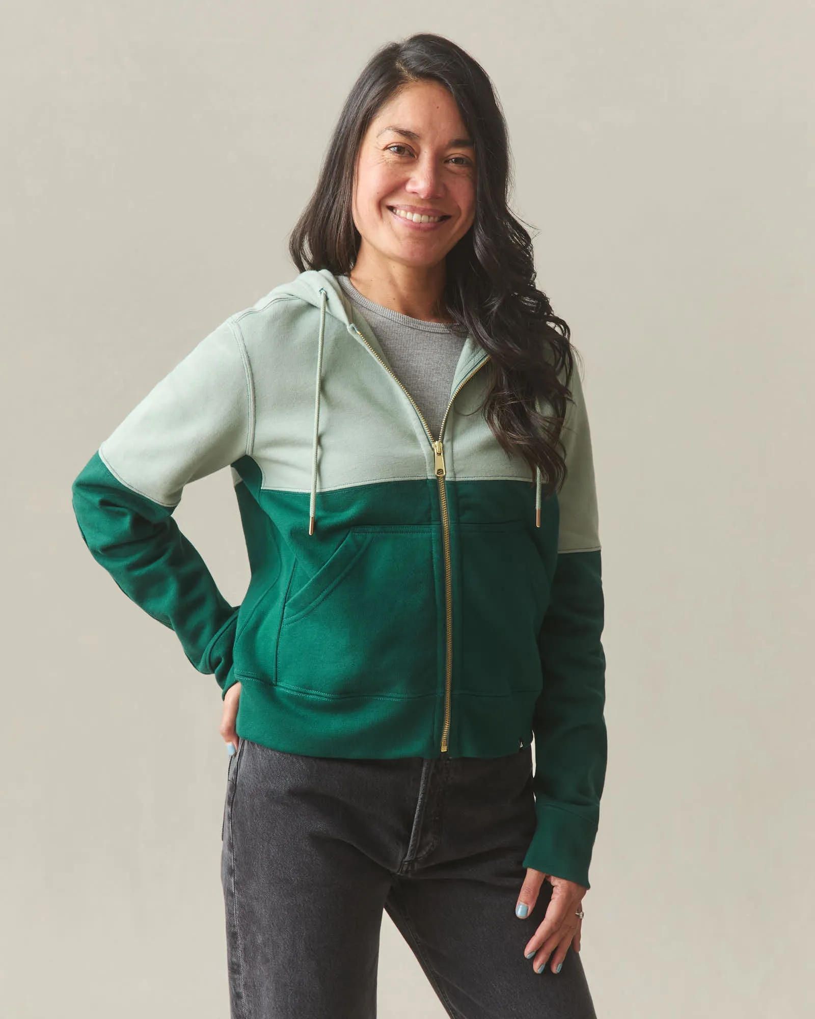 Women's Classic Full Zip Split Seam Vault - Botanical Garden Green Milieu sold by American Giant product image thumbnail 3