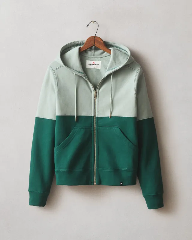 Women's Classic Full Zip Split Seam Vault - Botanical Garden Green Milieu made by American Giant