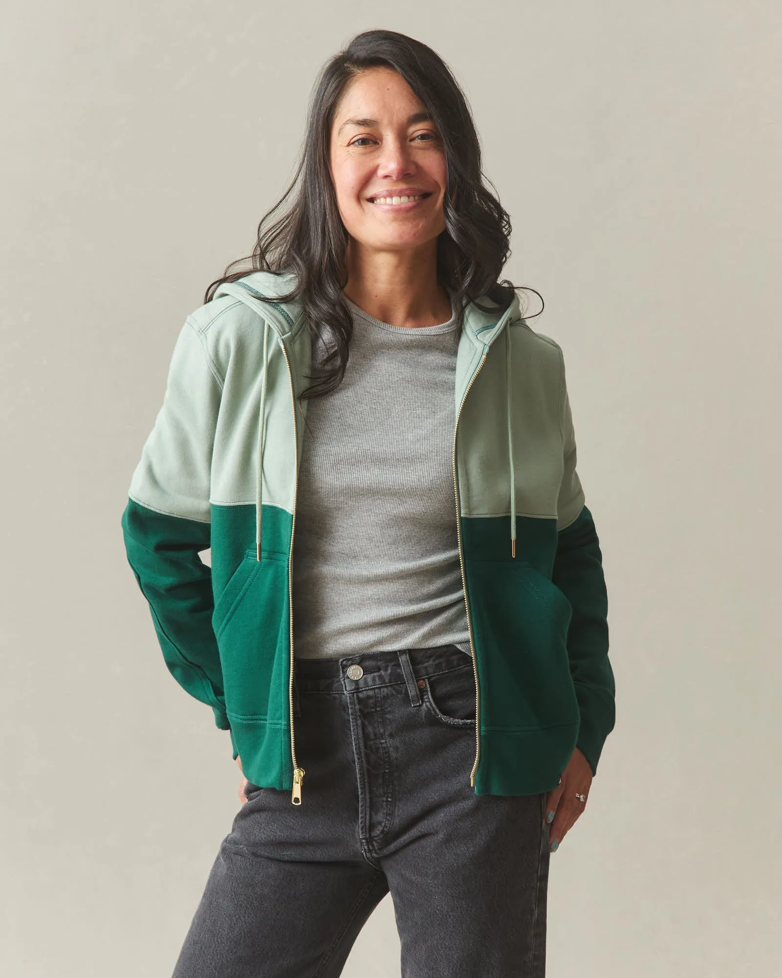 Women's Classic Full Zip Split Seam Vault - Botanical Garden Green Milieu sold by American Giant product image thumbnail 2