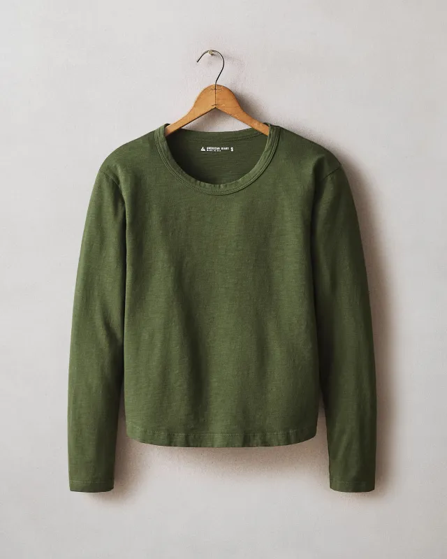 Women's Premium Slub Curved Hem Long Sleeve - Rifle Green made by American Giant