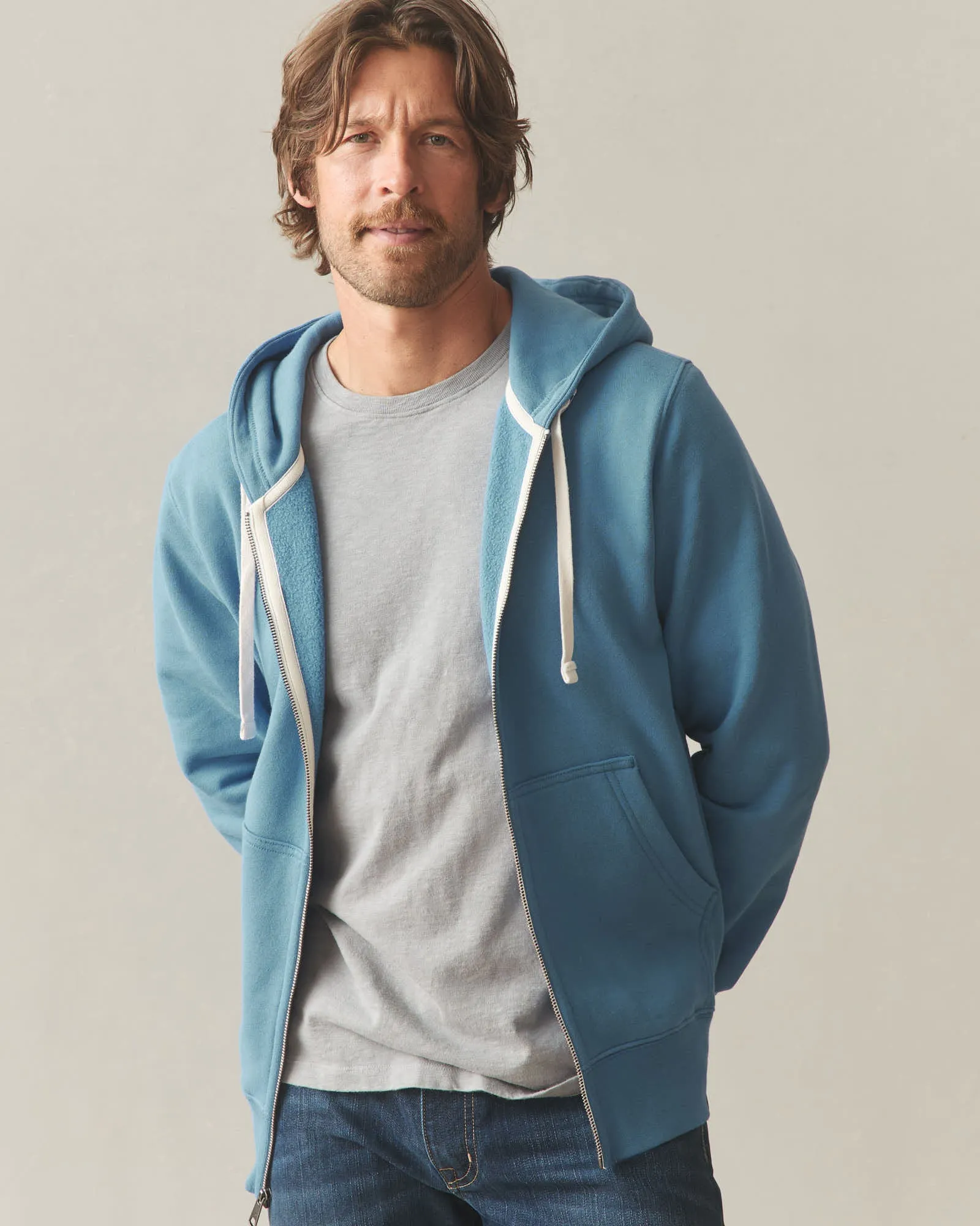 Men's Midweight Full Zip - Adriatic Blue sold by American Giant product image thumbnail 2