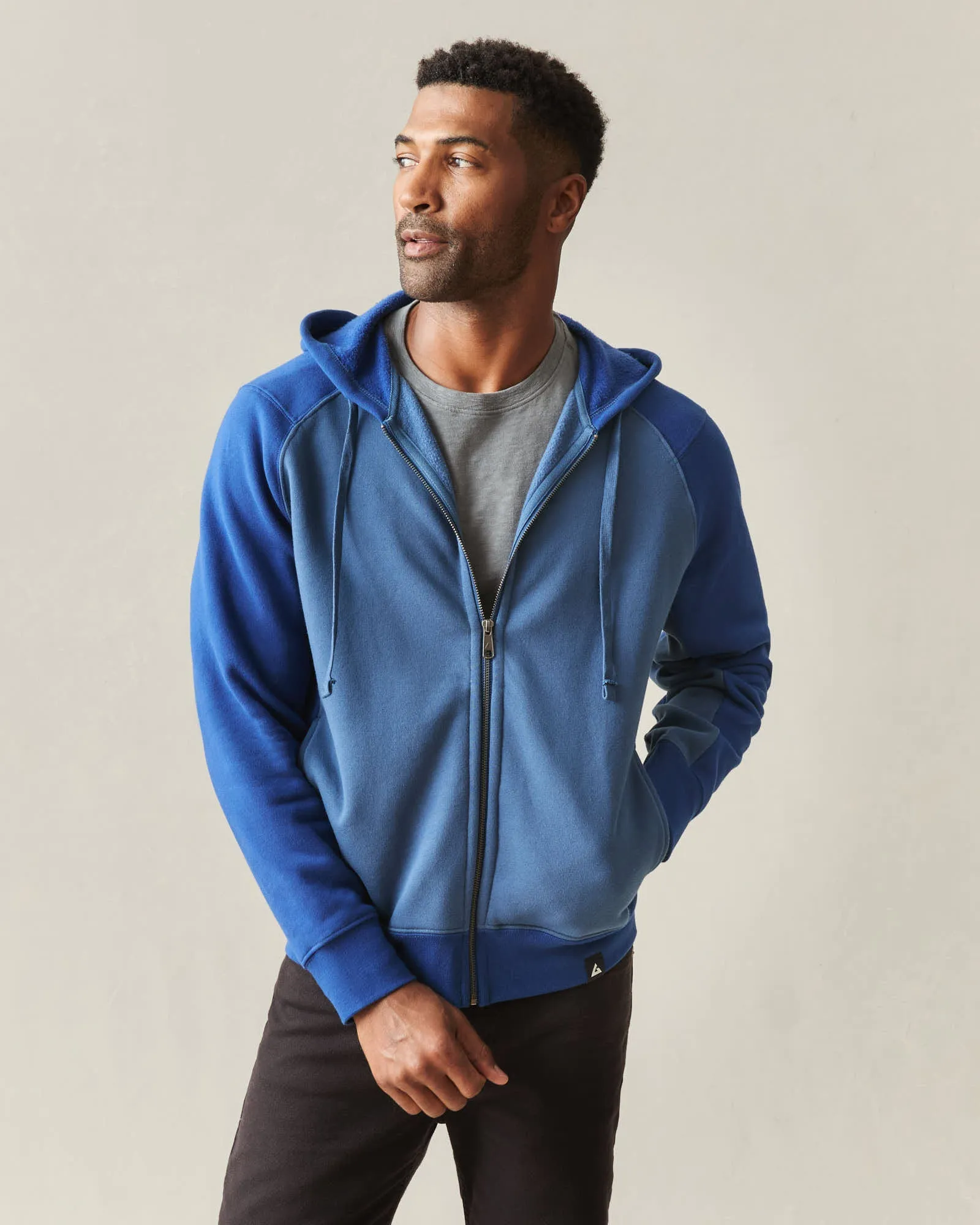 Men's Raglan Colorblock Midweight Full Zip - Dark Denim Estate Blue sold by American Giant product image thumbnail 3