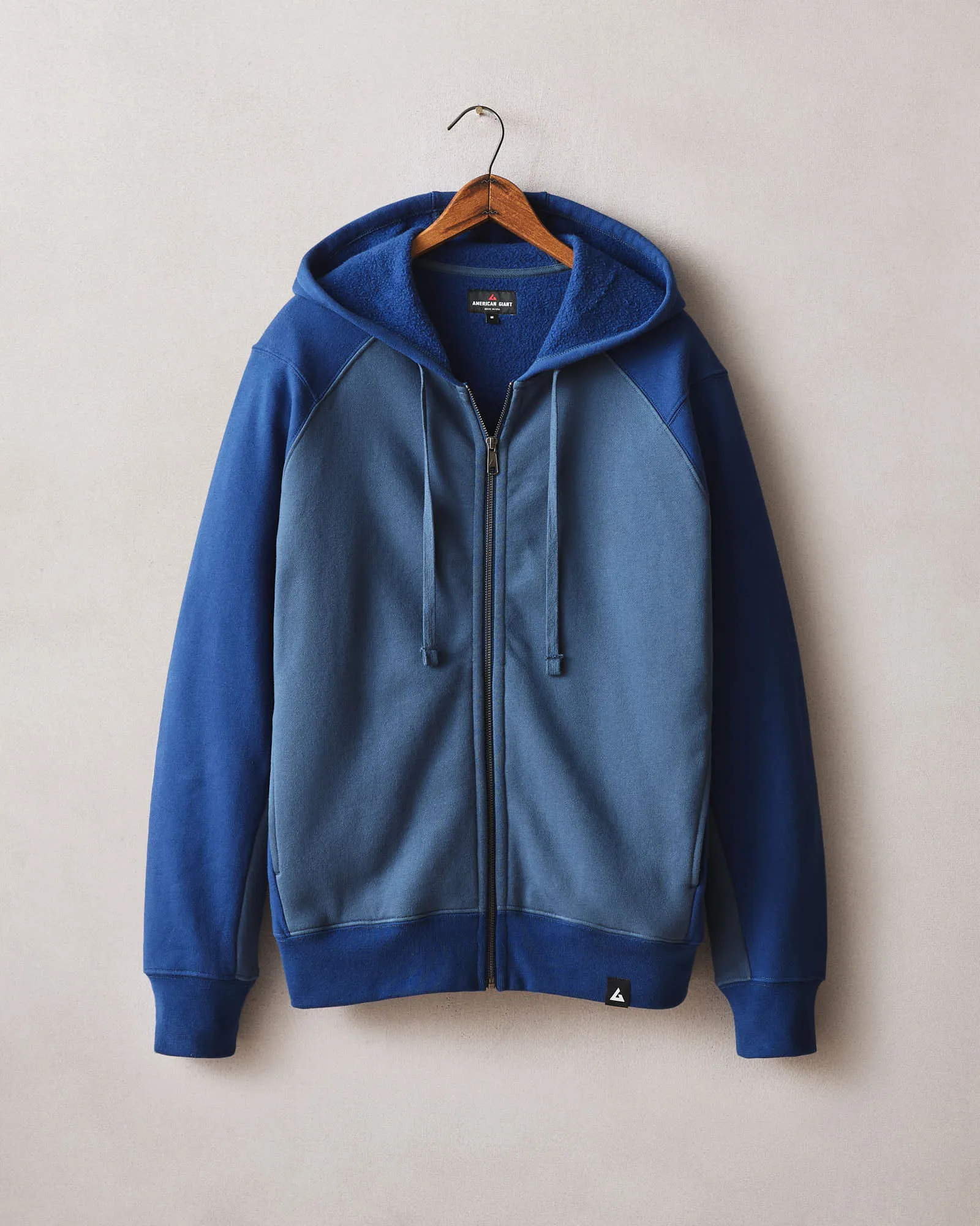 Men's Raglan Colorblock Midweight Full Zip - Dark Denim Estate Blue sold by American Giant