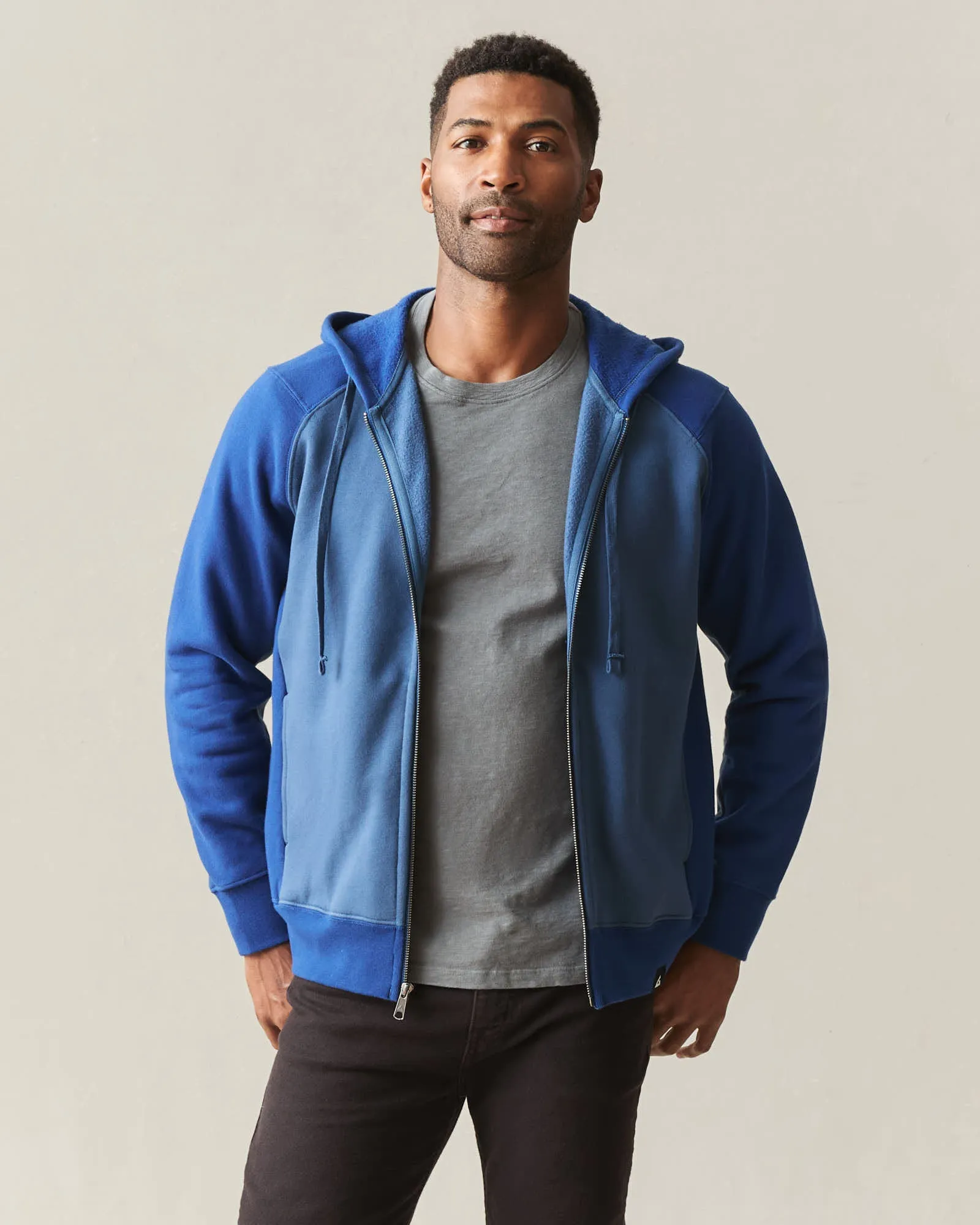 Men's Raglan Colorblock Midweight Full Zip - Dark Denim Estate Blue sold by American Giant product image thumbnail 2