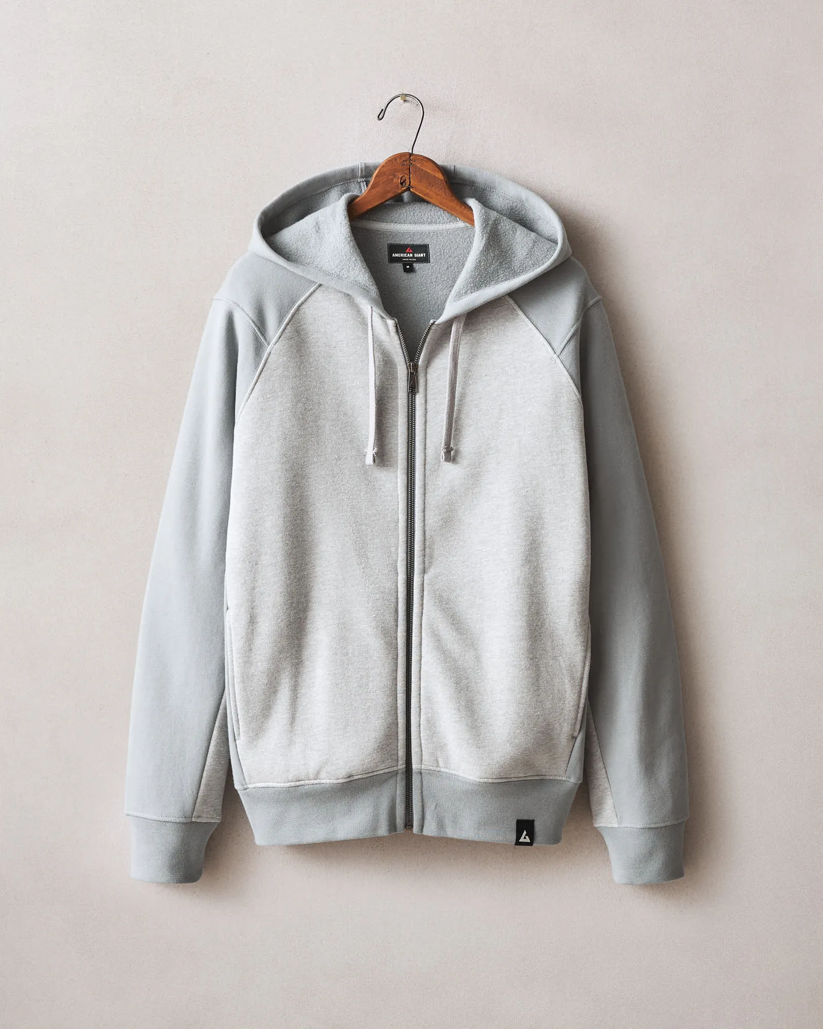 Men's Raglan Colorblock Midweight Full Zip - Athletic Heather Monument sold by American Giant