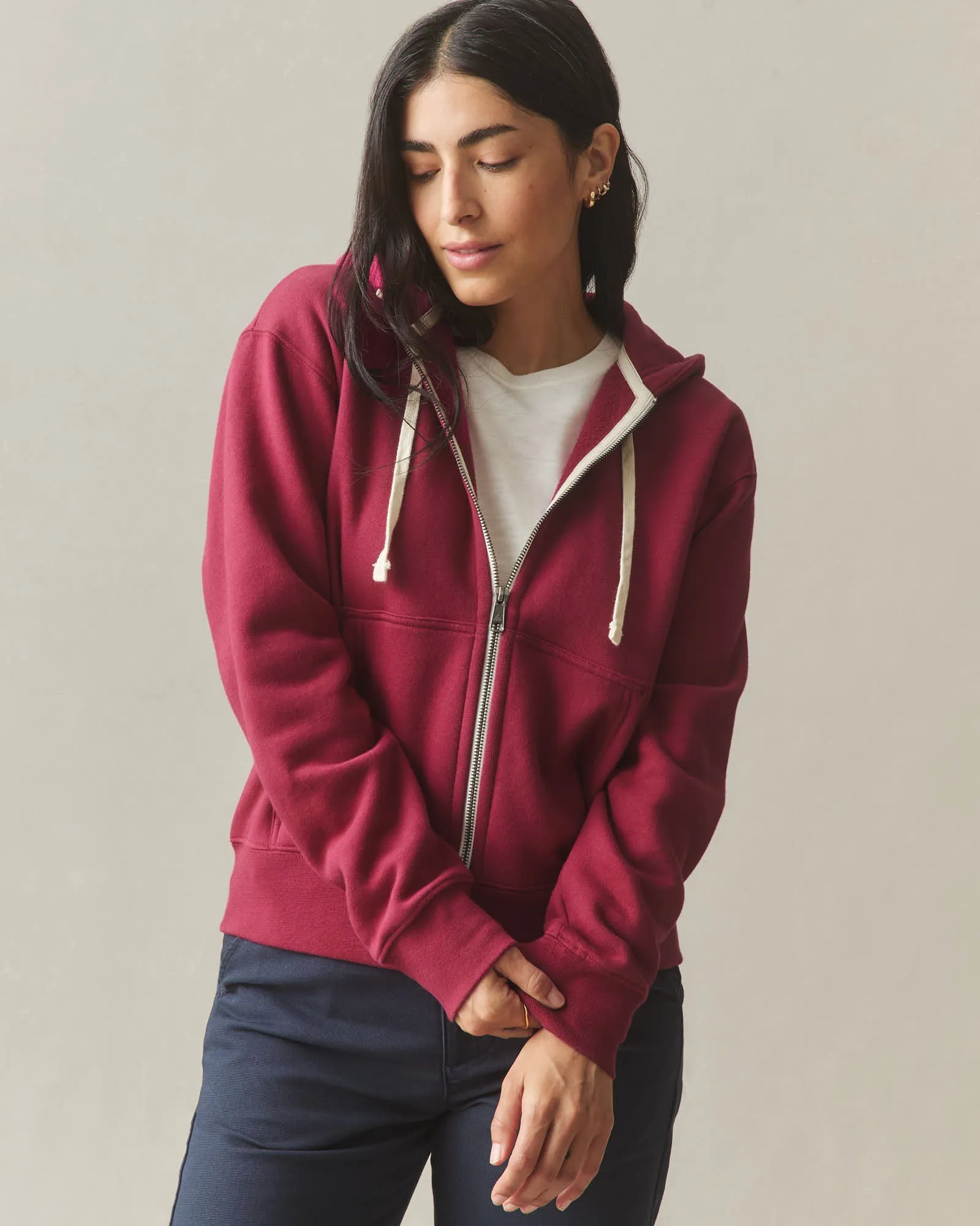 Women's Midweight Full Zip - Pomegranate sold by American Giant product image thumbnail 3