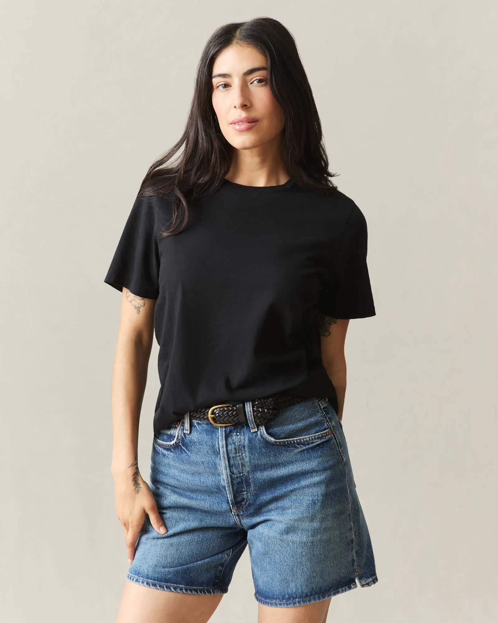 Women's Classic Cotton Crew Tee - Black sold by American Giant