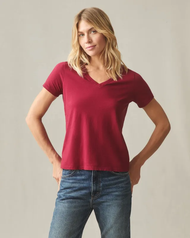 Women's Classic Cotton V-Neck Tee - Syrah sold by American Giant