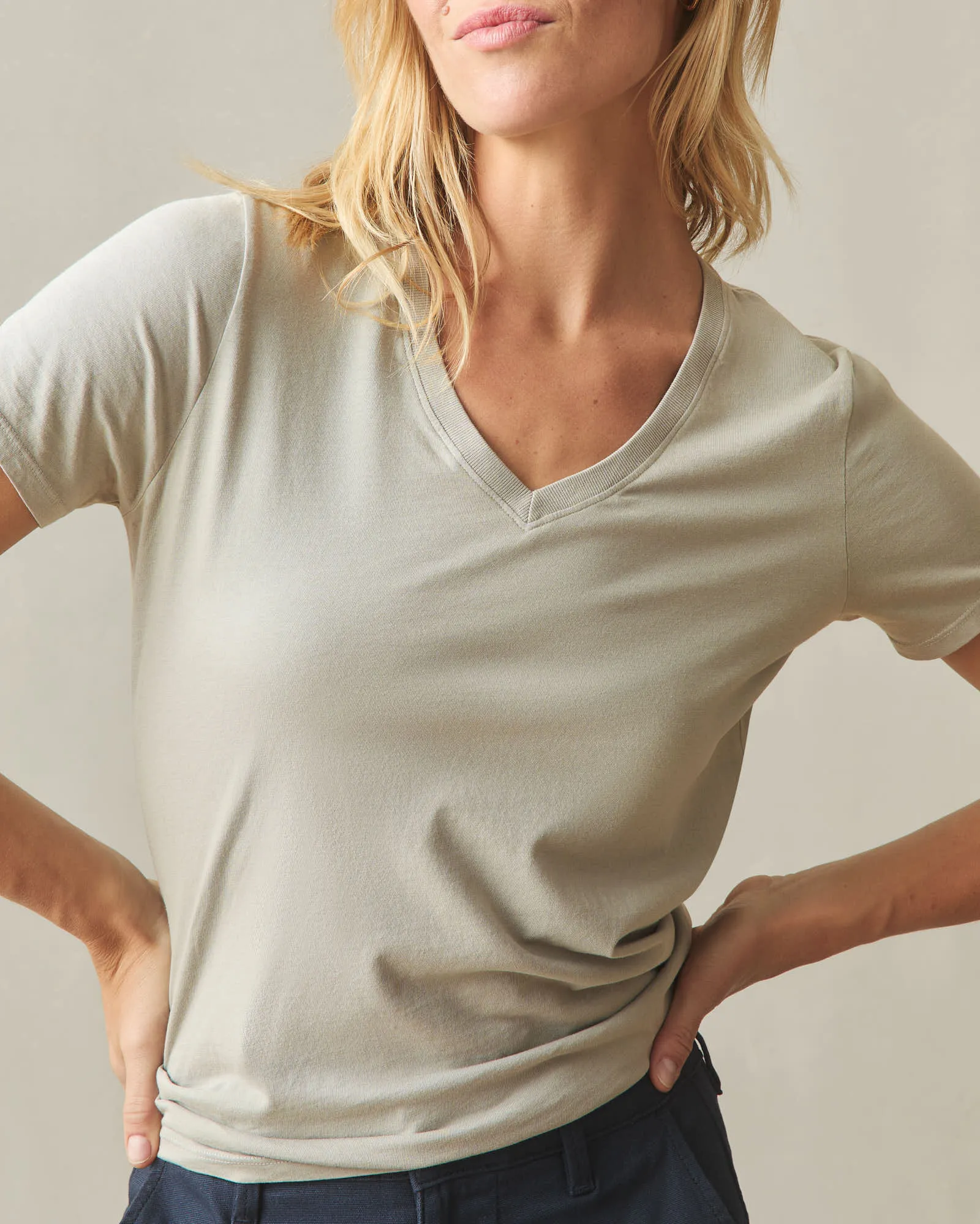 Women's Classic Cotton V-Neck Tee - Feather Grey sold by American Giant product image thumbnail 3
