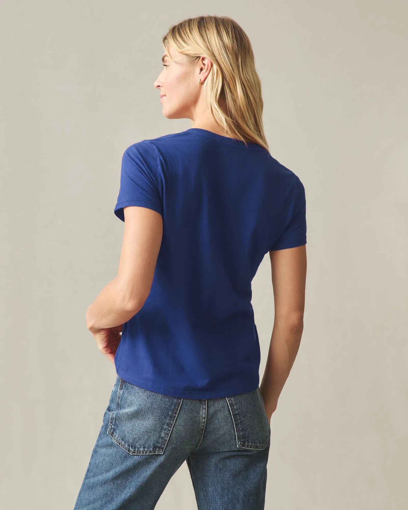 Women's Classic Cotton V-Neck Tee - Estate Blue sold by American Giant product image thumbnail 2