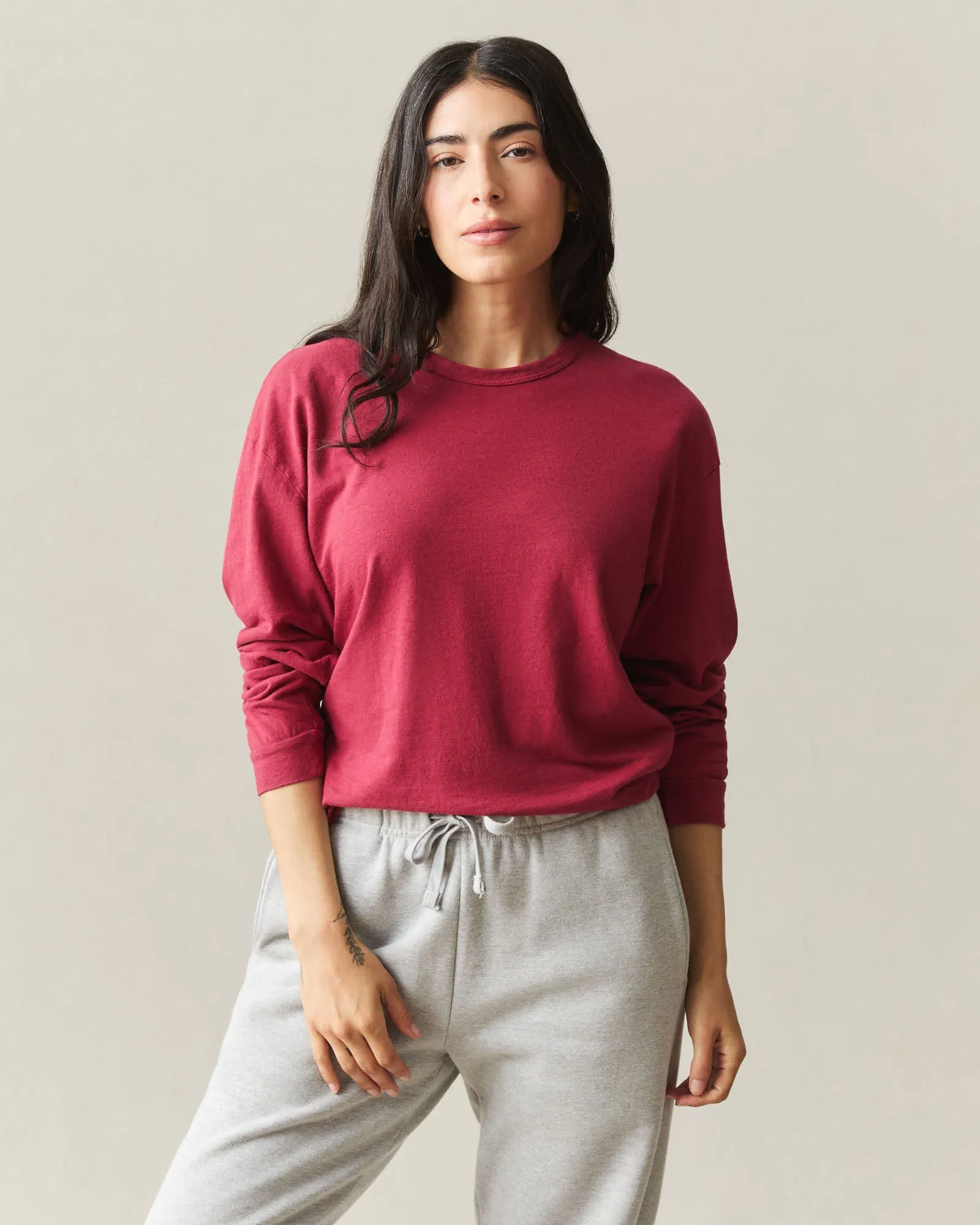 Women's Hemp Long Sleeve Crew Tee - Rio Red sold by American Giant product image thumbnail 2