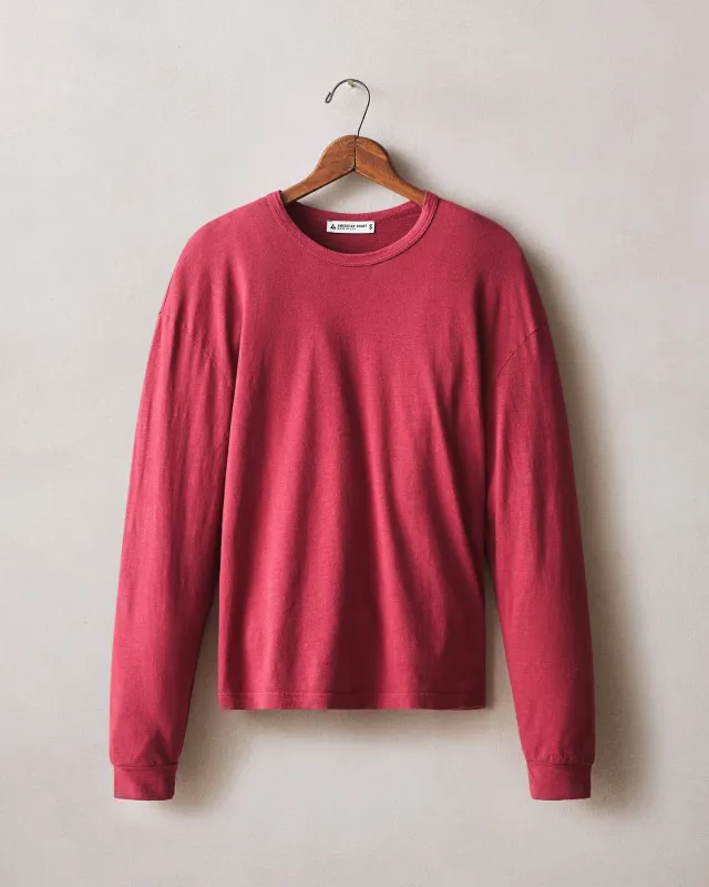 Women's Hemp Long Sleeve Crew Tee - Rio Red made by American Giant