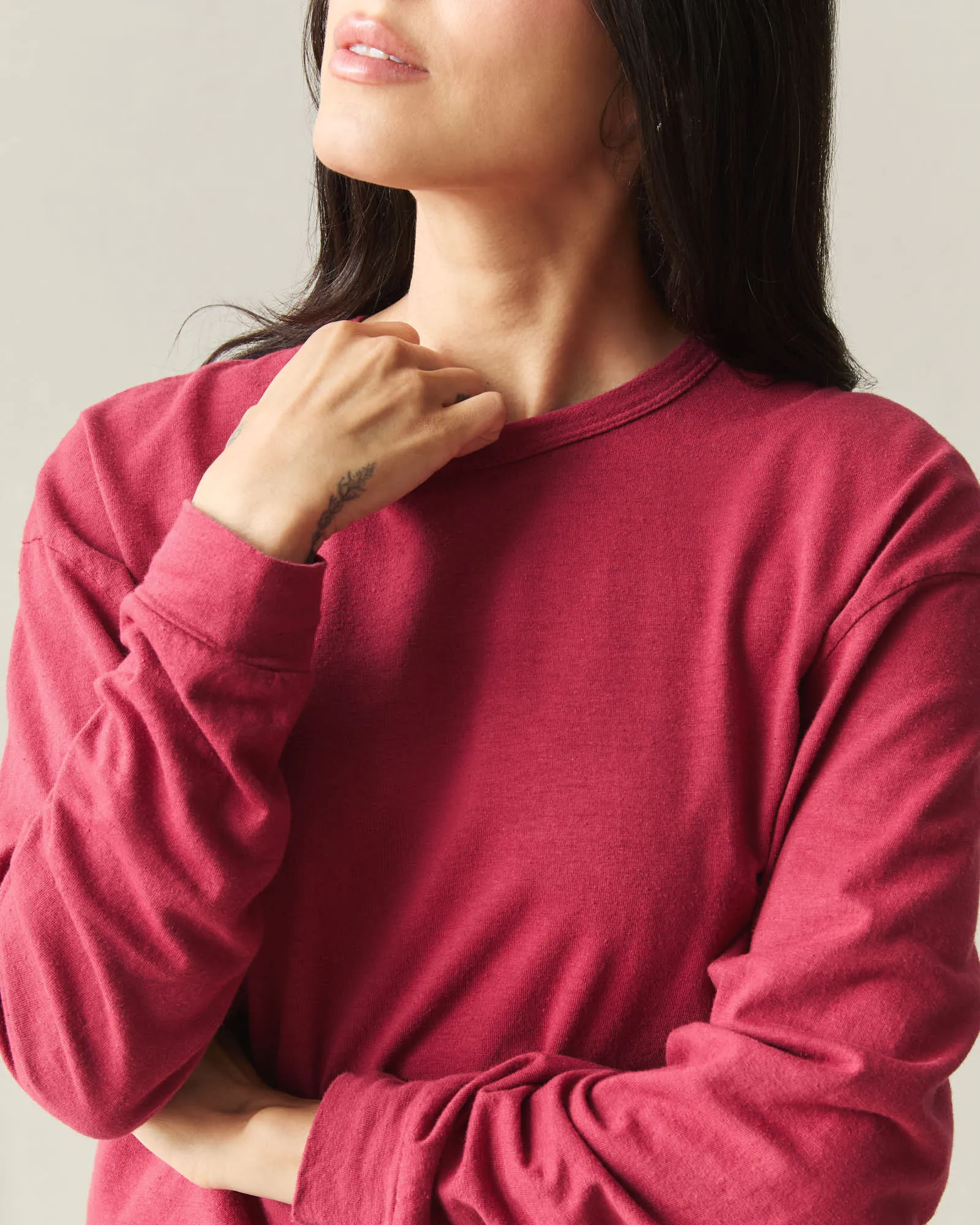 Women's Hemp Long Sleeve Crew Tee - Rio Red sold by American Giant product image thumbnail 4