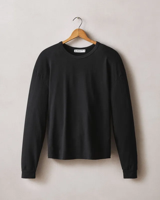 Women's Hemp Long Sleeve Crew Tee - Black made by American Giant