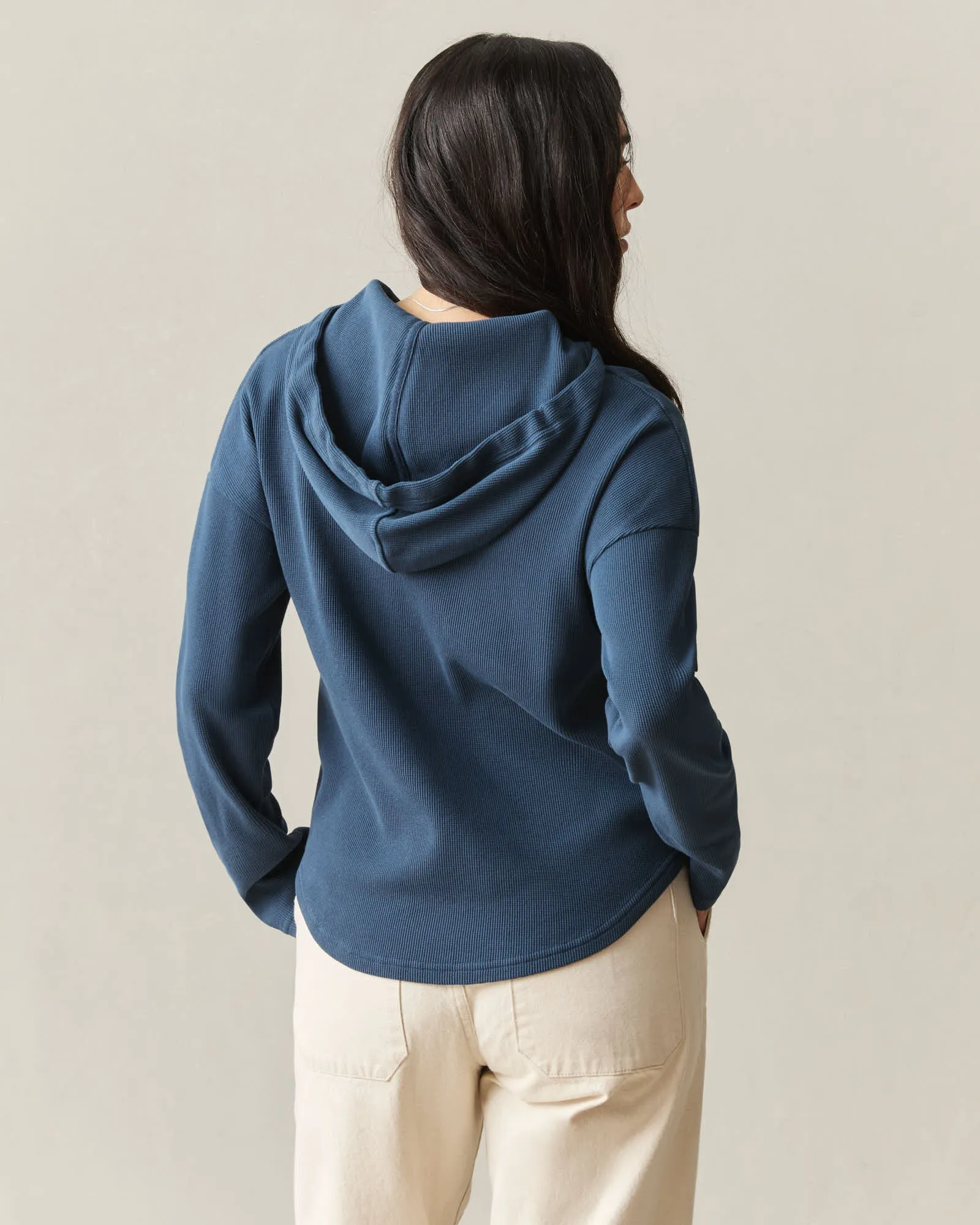 Women's Thermal Hoodie - Dark Denim sold by American Giant product image thumbnail 4