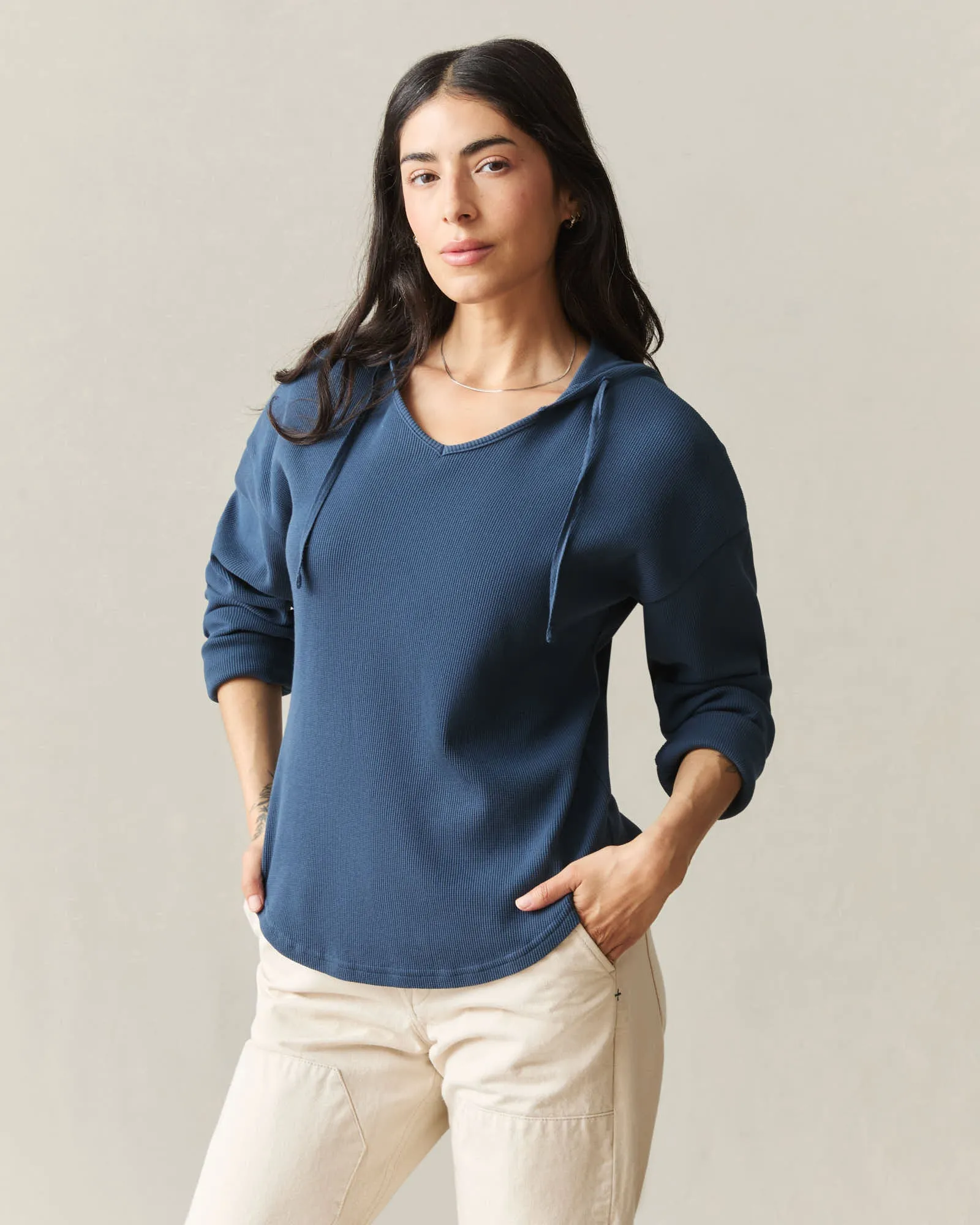 Women's Thermal Hoodie - Dark Denim sold by American Giant product image thumbnail 2