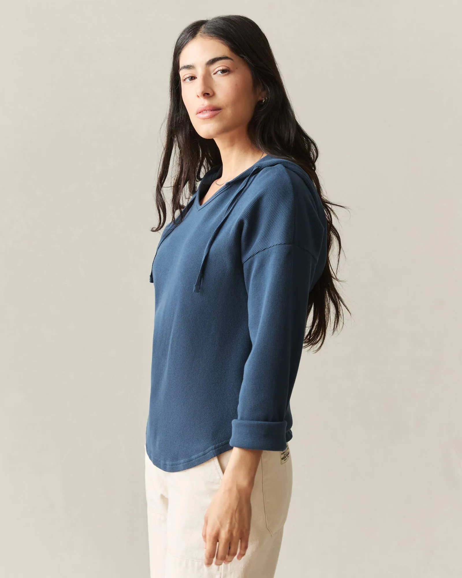 Women's Thermal Hoodie - Dark Denim sold by American Giant product image thumbnail 3