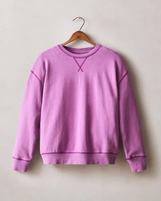 Women's Relaxed French Terry Crew - Cattleya Orchid sold by American Giant