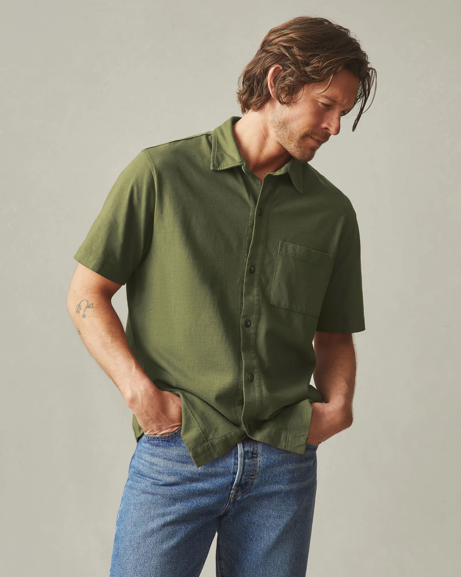 Men's Resort Shirt - Rifle Green sold by American Giant