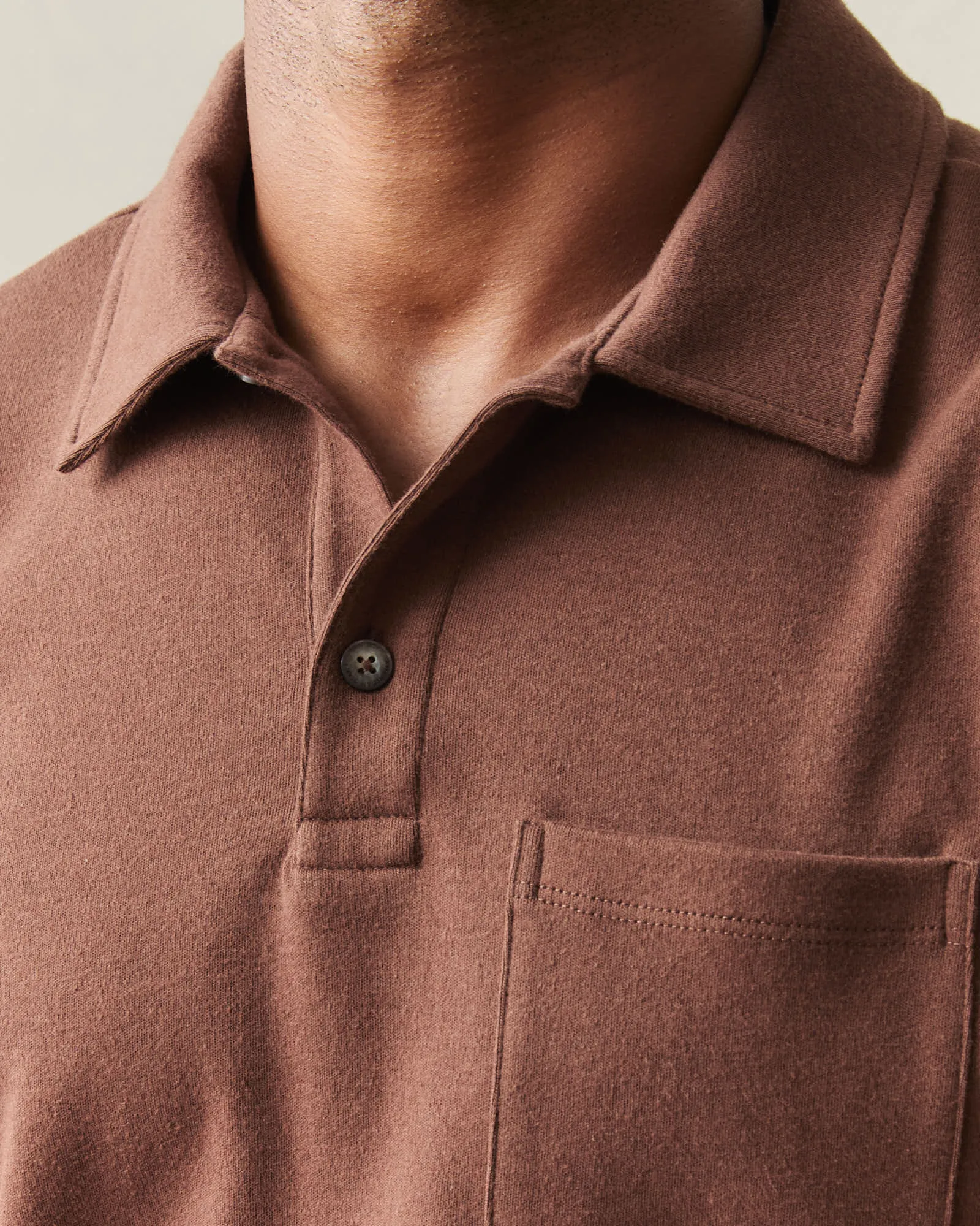 Men's Brushed Long Sleeve Polo - Tiramisu Heather sold by American Giant product image thumbnail 5