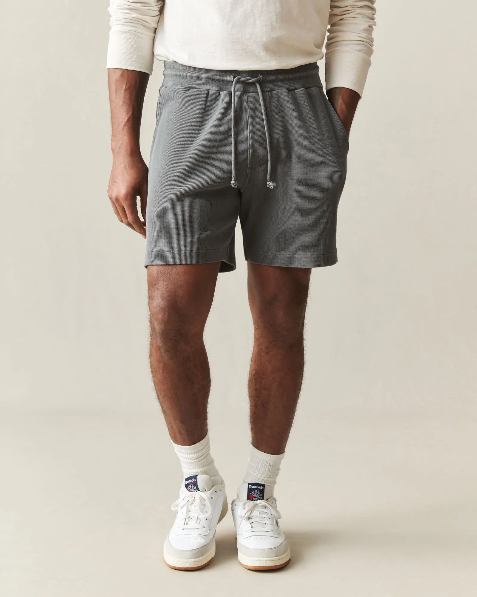 Men's Thermal Shorts - Grey Pinstripe sold by American Giant product image thumbnail 2