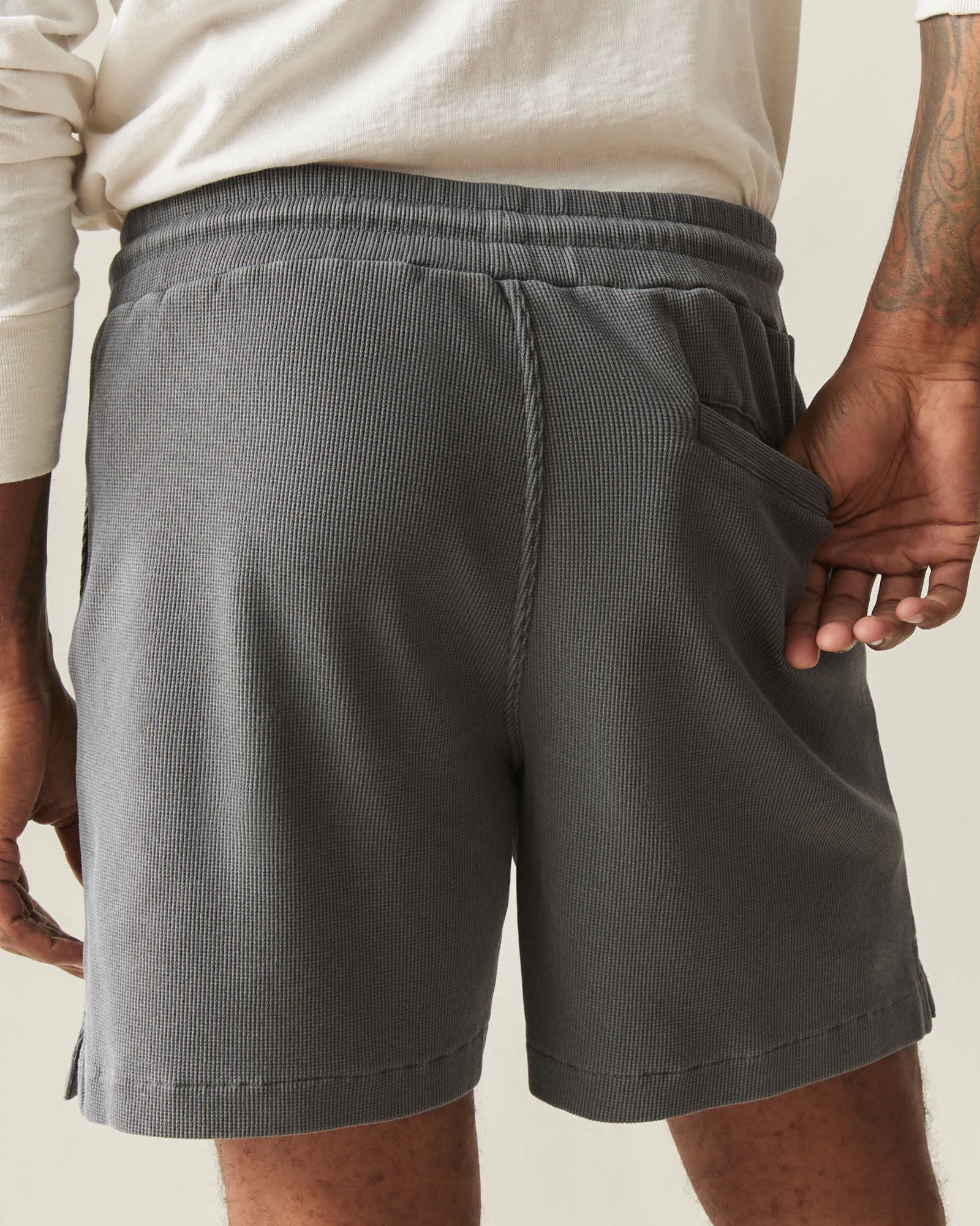 Men's Thermal Shorts - Grey Pinstripe sold by American Giant product image thumbnail 5