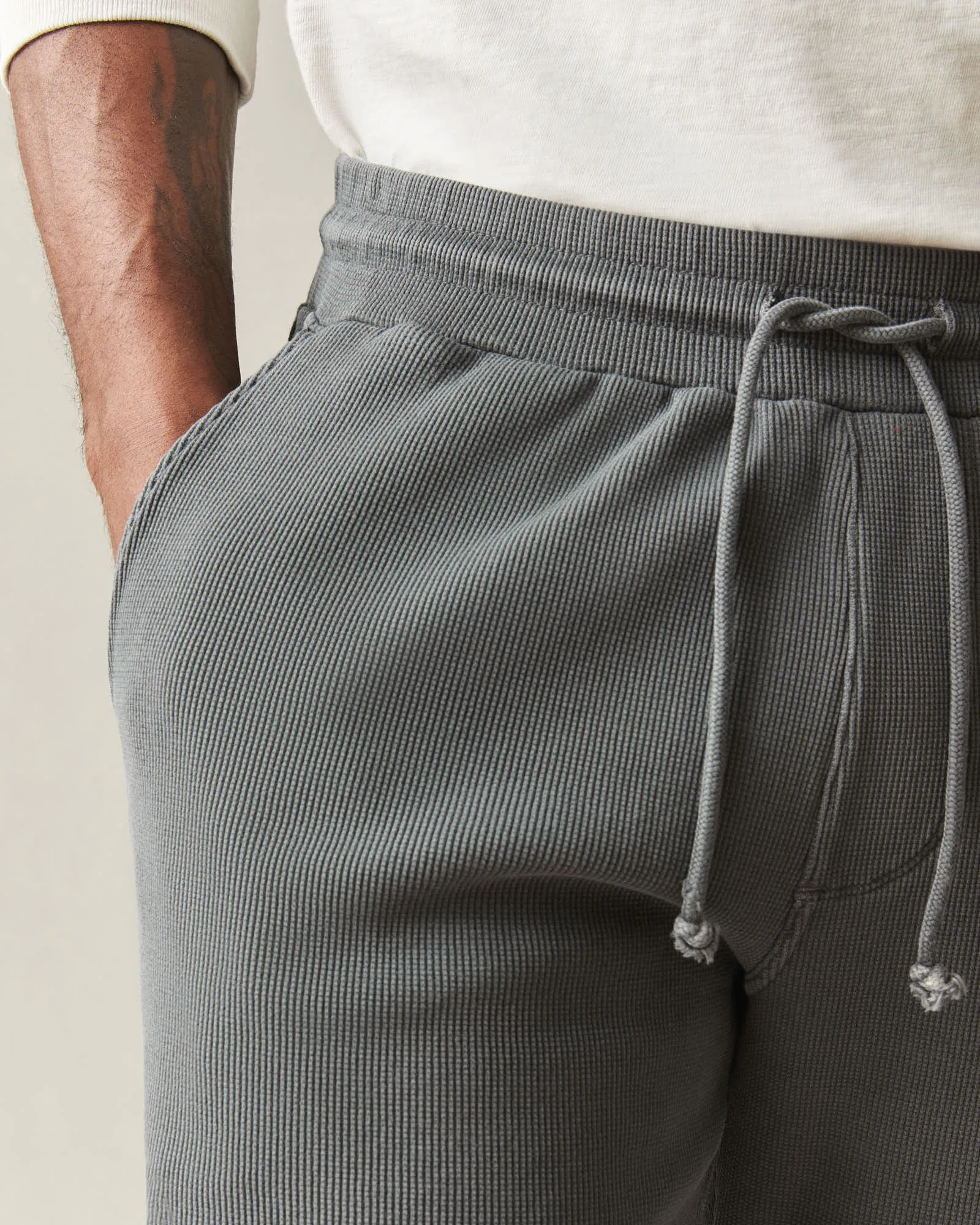 Men's Thermal Shorts - Grey Pinstripe sold by American Giant product image thumbnail 4